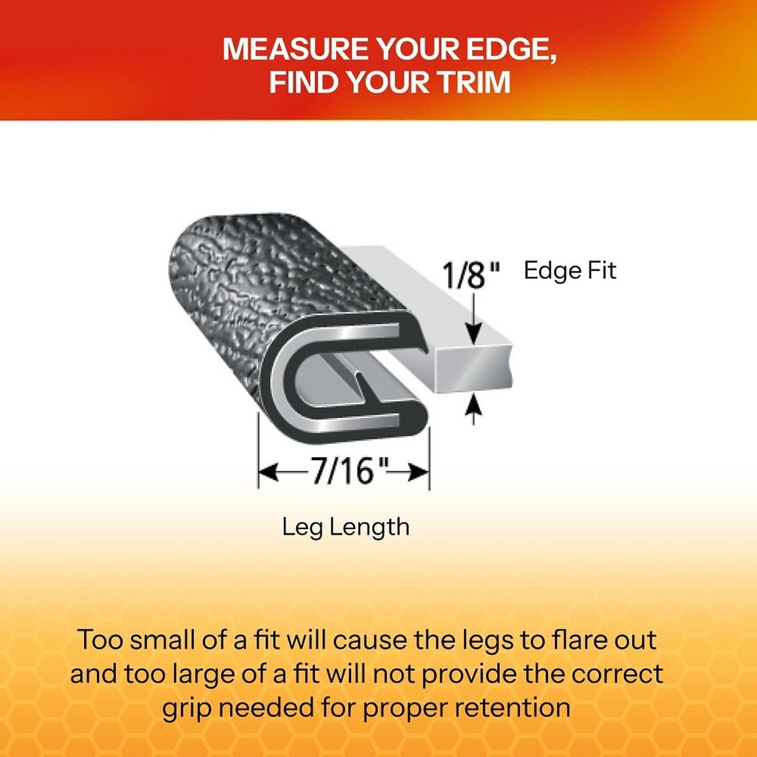 TRIM-LOK Edge Trim, Fits 1/8-Inch Edge, 7/16-Inch Leg Length, 25-Foot Length,…