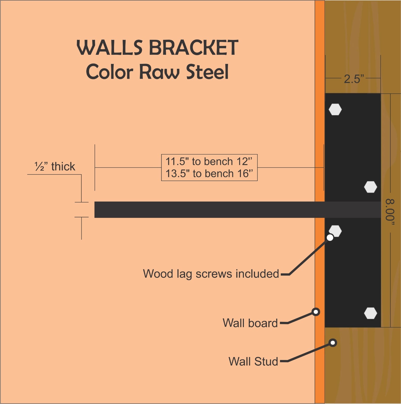Triple Brackets Floating Bench – Schluter Kerdi-Board 2″ – L48xW16xH2