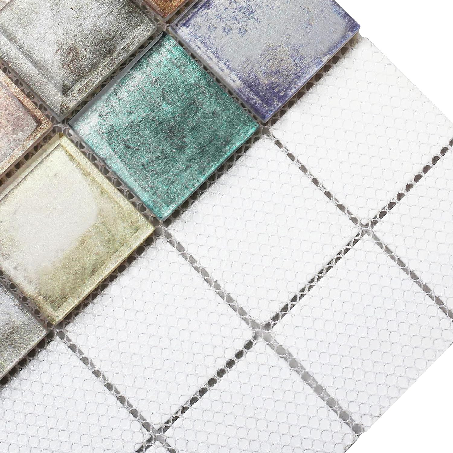 Antique 2″ x 2″ Glazed Red Grey Mosaic Tile Backsplash (Box of 5 Sheets)