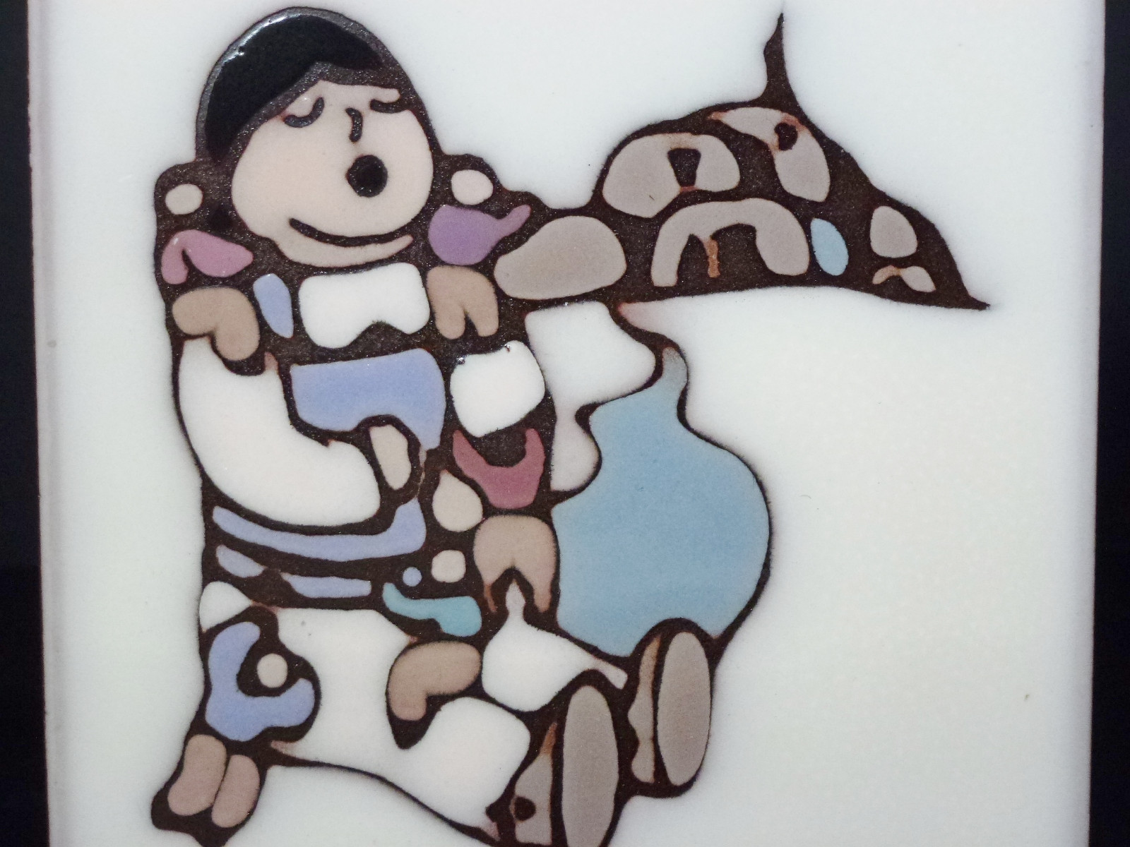 Storyteller Pueblo Indian Children Ceramic Tile Trivet Coaster Made in USA