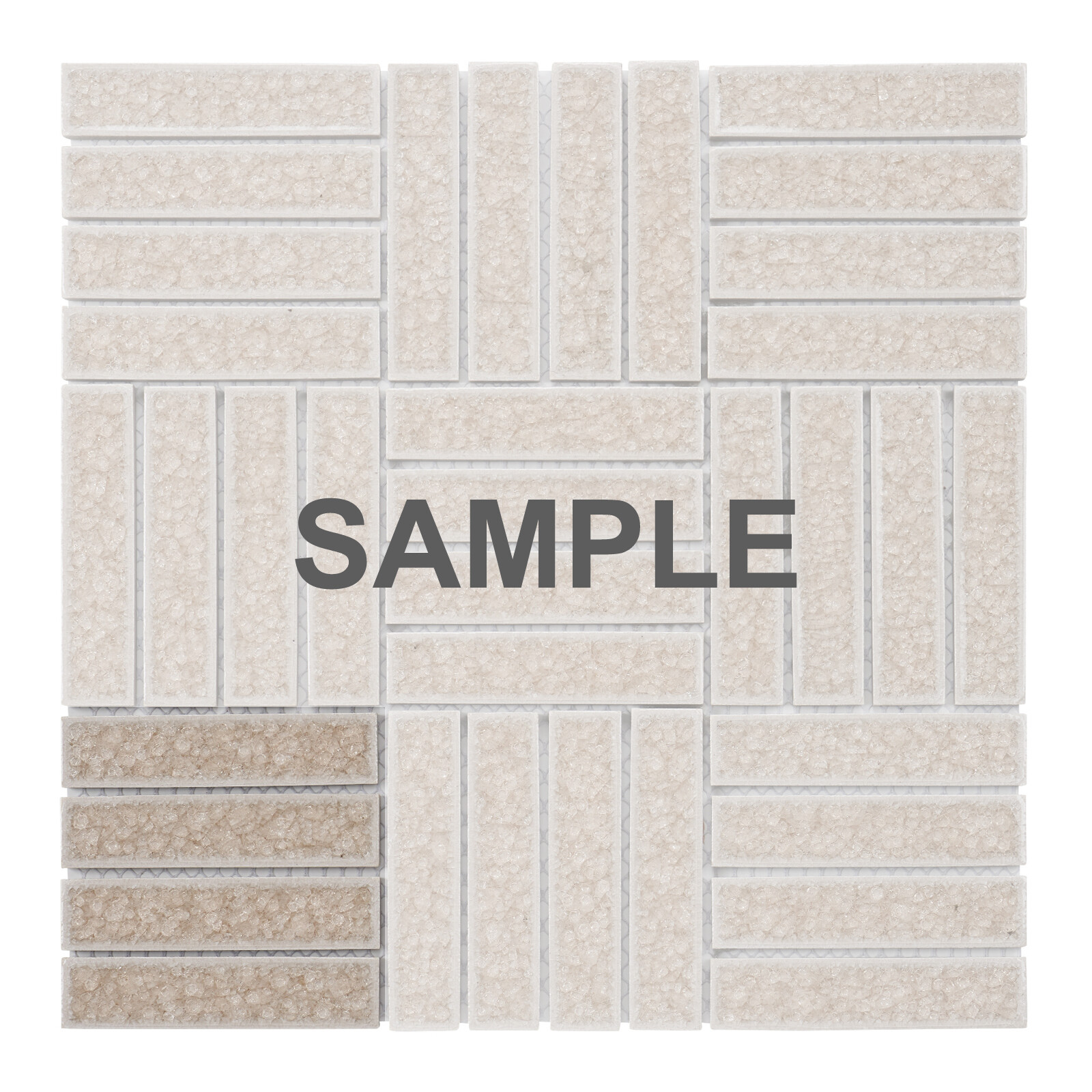 Beige Cream Crackle Glass Basketweave Parquet Mosaic Tile Kitchen Backsplash