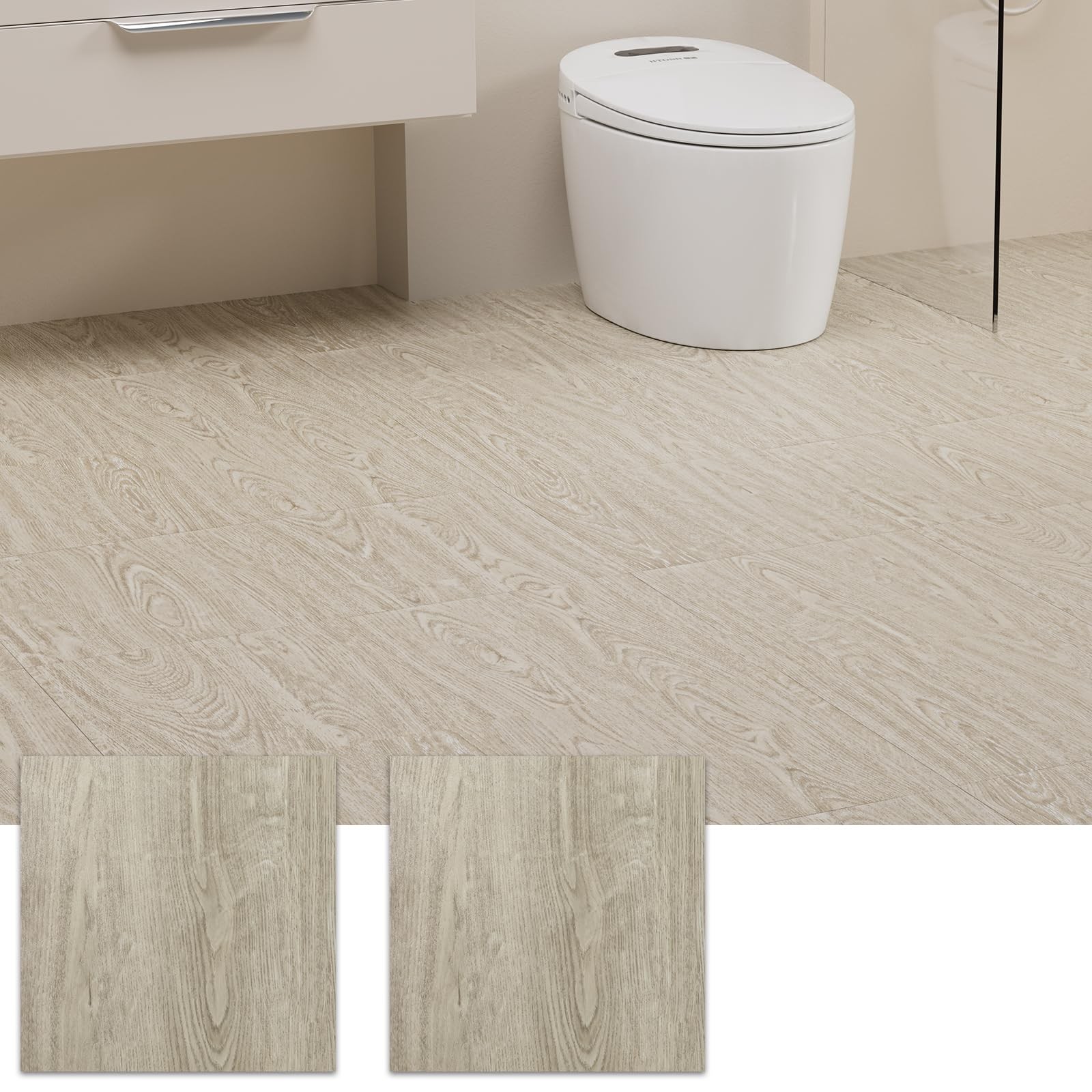 Peel and Stick Floor Tile, 20 Pcs 12″ x 12″ Waterproof Wood Grain Luxury Viny…