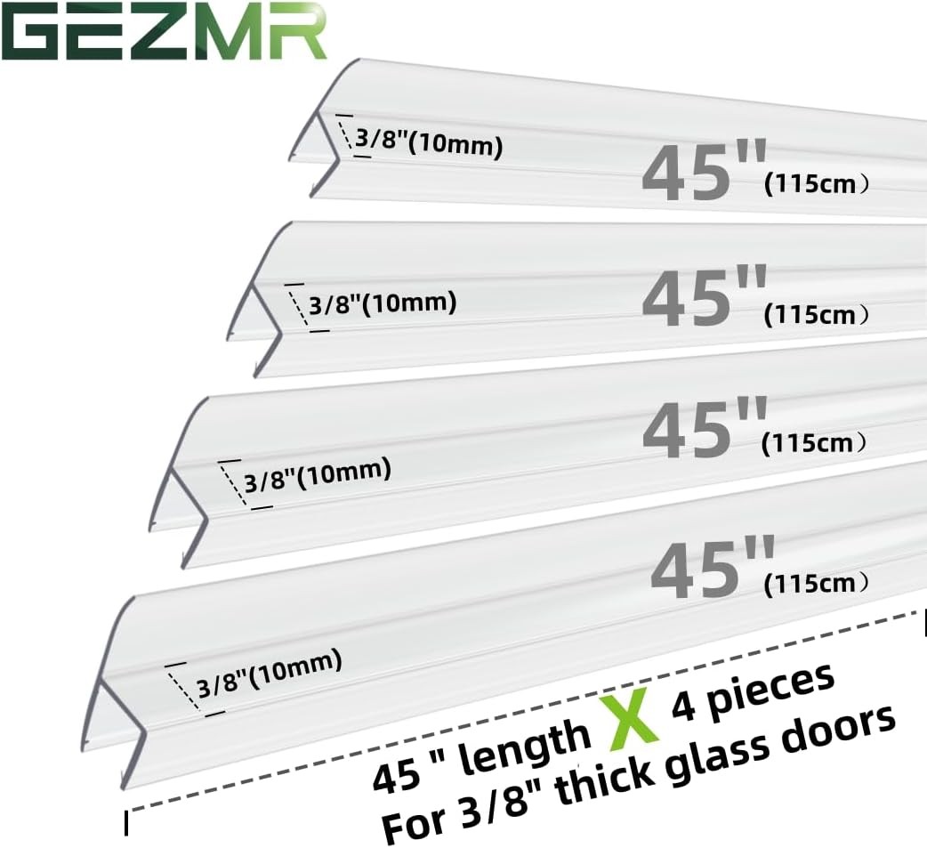 4-Pack Frameless Shower Door Side Seal H Type 3/8''(10mm), Clear