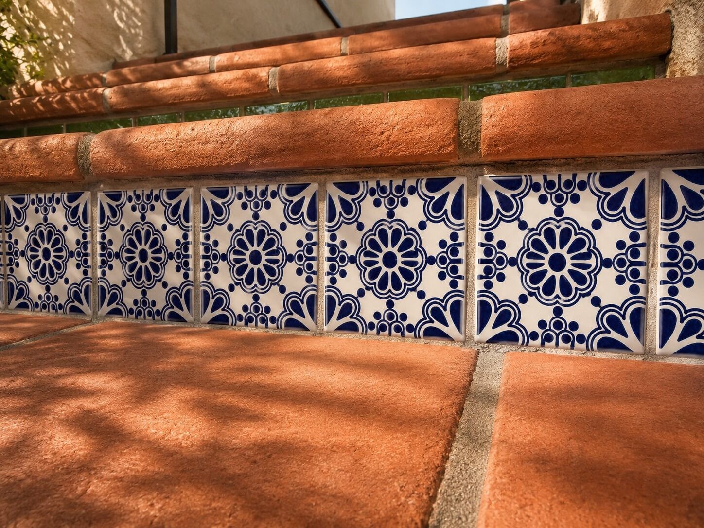 Cobalt Rosette Medallion Talavera Tile 4.25” x 4.25” | Handmade Mexican Tile