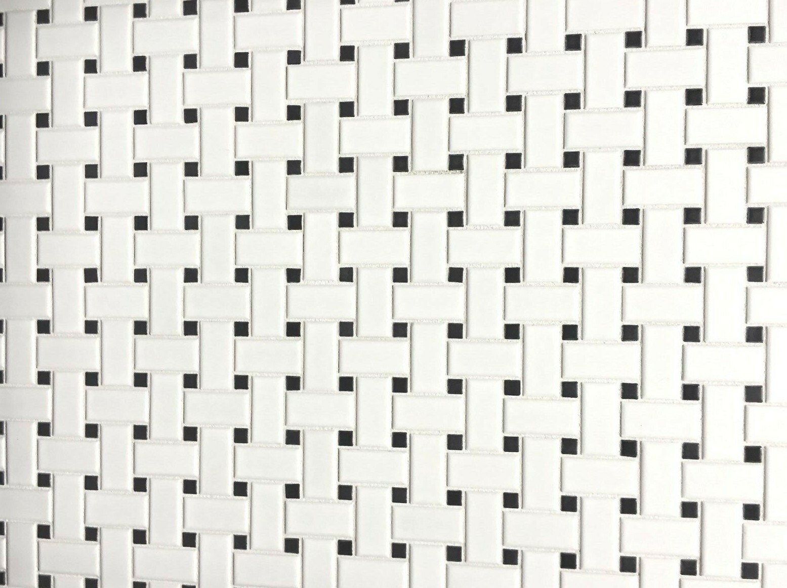 White and Black Basket Weave Porcelain Mosaic, Floor Wall ONE BOX (10 PCS) Bath