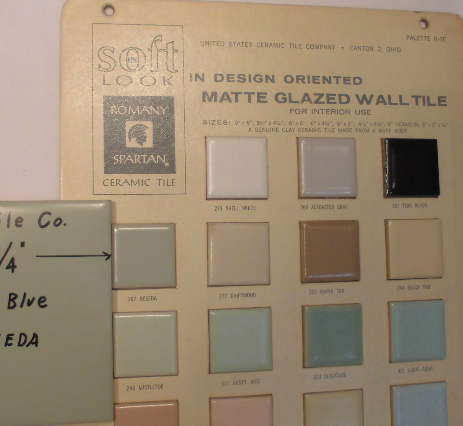 1 pcs. Vintage *Greenest Blue* Ceramic Tile…4-1/4″ Matte Finish by Romany NOS