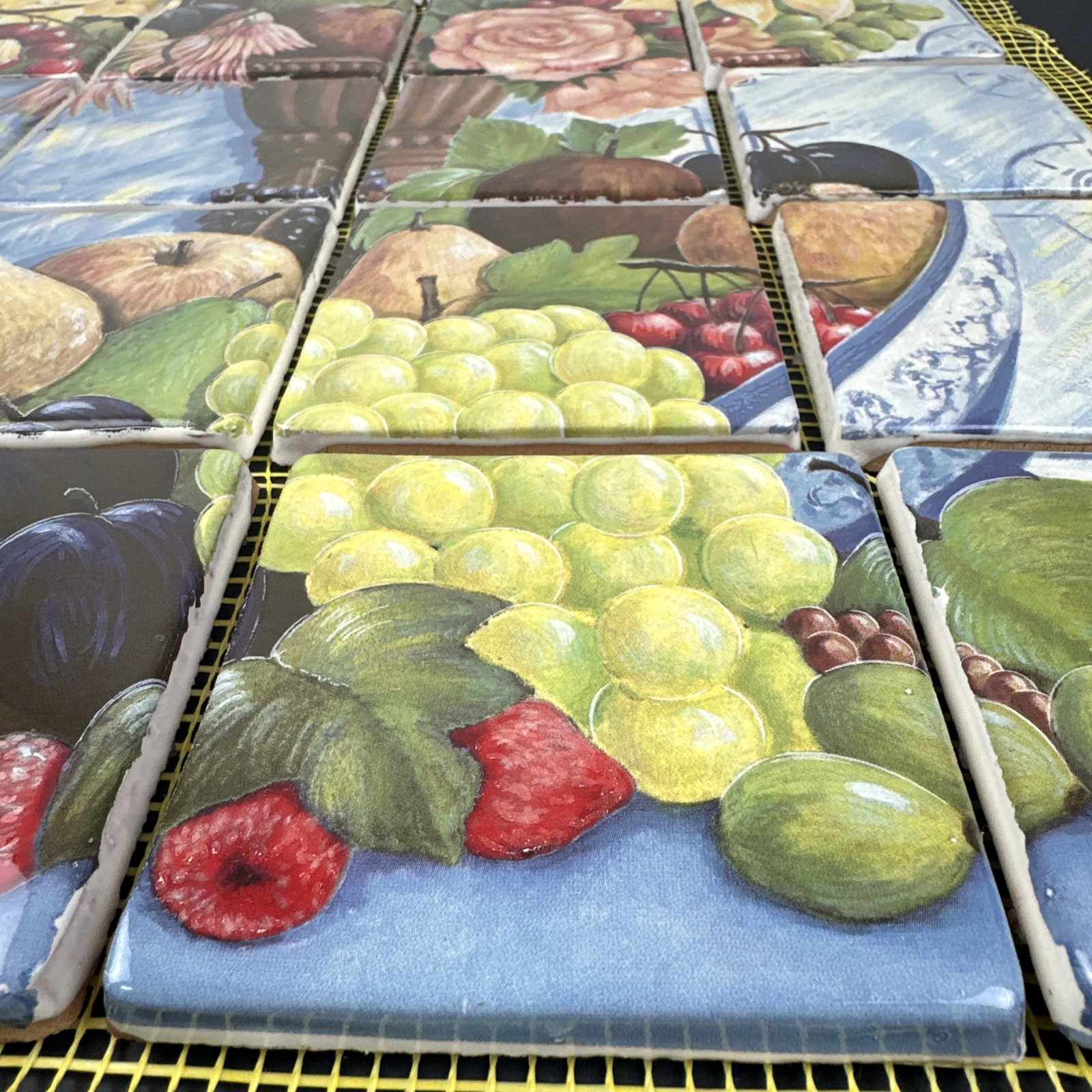 16″x20″ 20pc 3.75″ Ceramic Clay Tile Mosaic Mural Fruit Floral Backsplash
