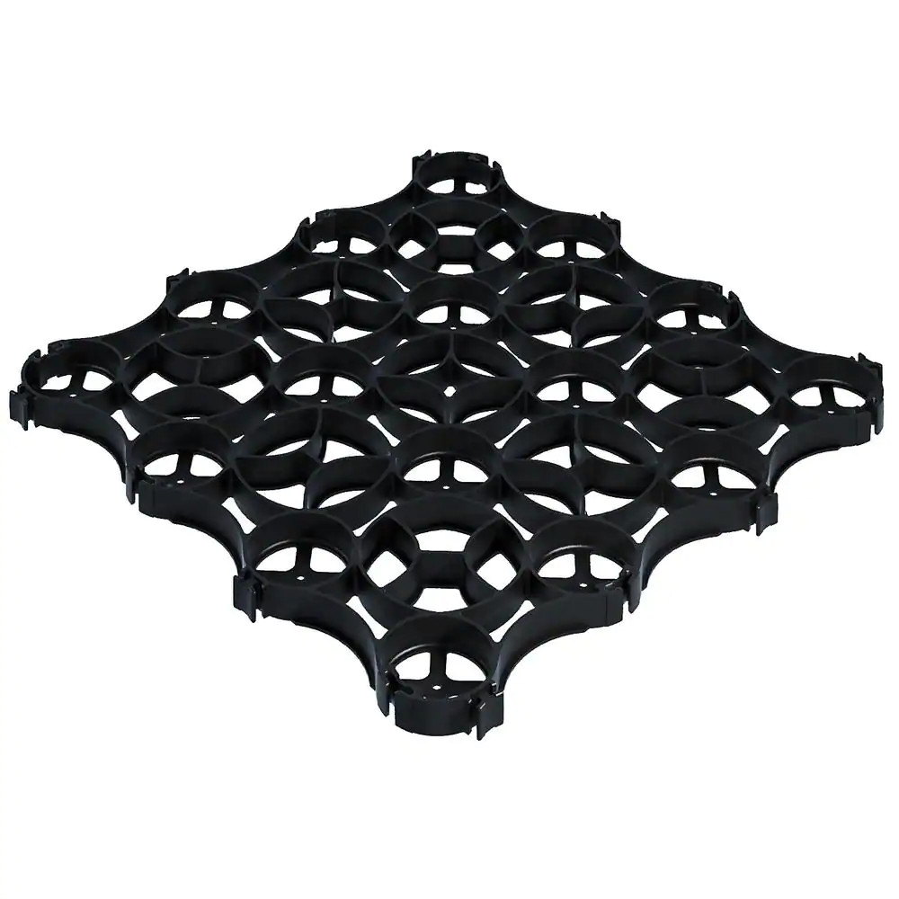 22 In. X 22 In. X 1 In. Black Slim Grid Plastic Pavers (12-Pavers/40.5 Sq. Ft.)