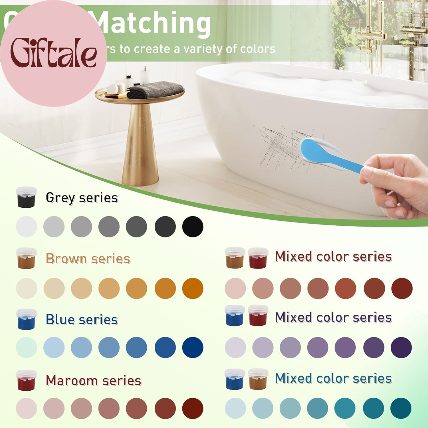 Surface Repair Kit for Tubs, Tiles, Countertops – Fixes Chips, Cracks, Scratches
