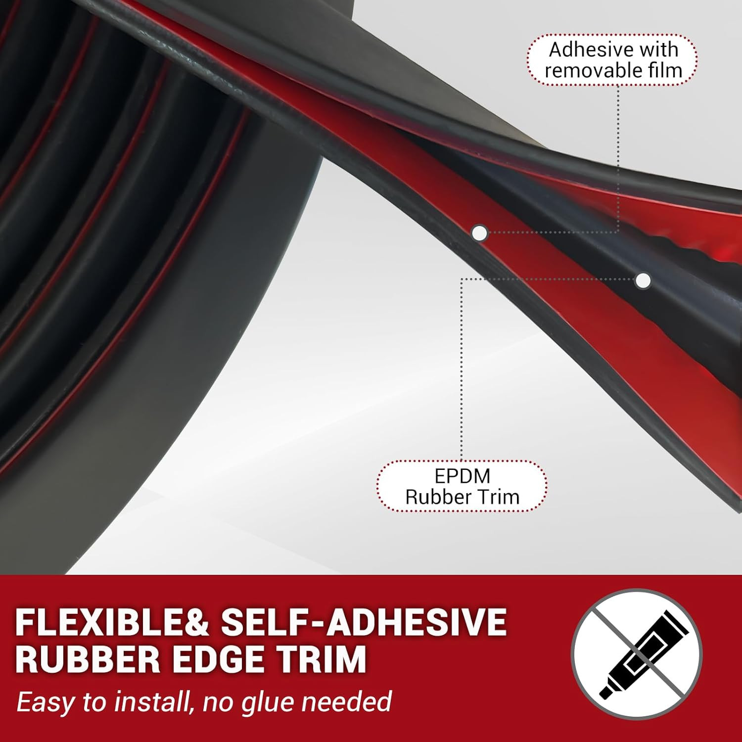 Rubber Edge Trim, 1/4″ Self Adhesive Flexible U Channel Edge Protecter for Sh…