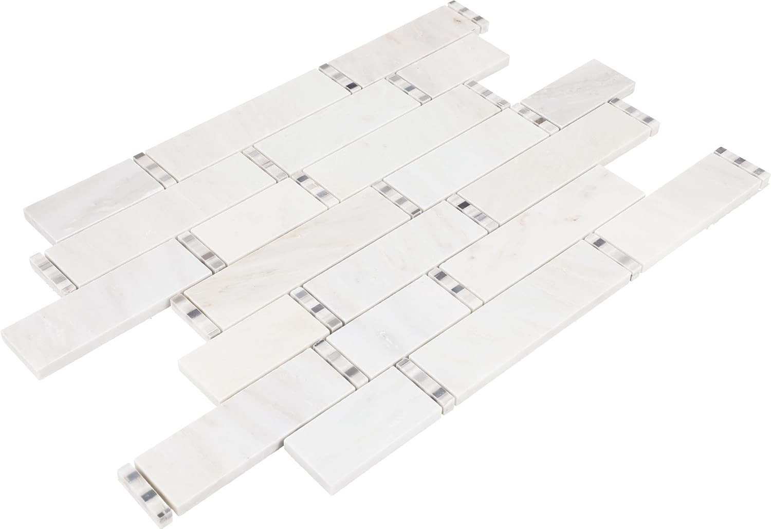 First Snow Elegant Polished Linear Mosaic Tile – Random Design