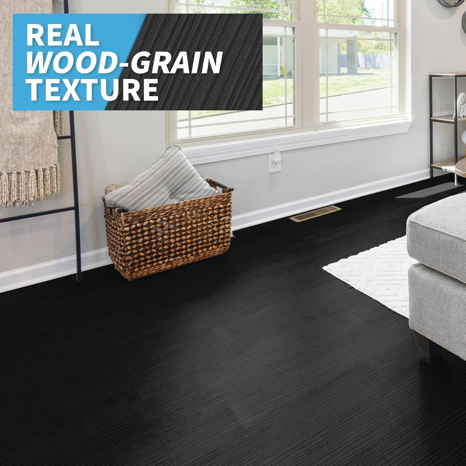 Black Vinyl Plank Flooring 36-Pack Waterproof