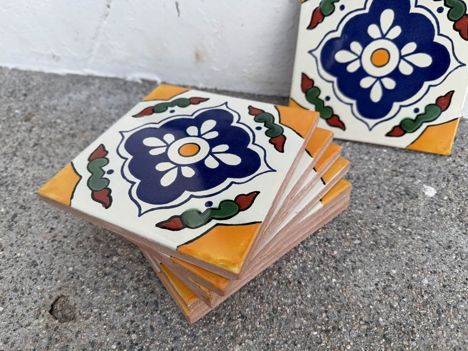 Floral Medallion Quatrefoil Talavera Tile 6” x 6” | Handmade Mexican Tile