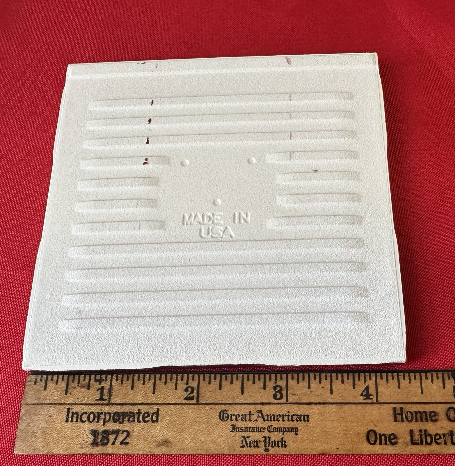 1 pc. Burgundy: 4-3/8″ Bullnose: Glossy Ceramic Tile by Florida Co. #1084 NEW