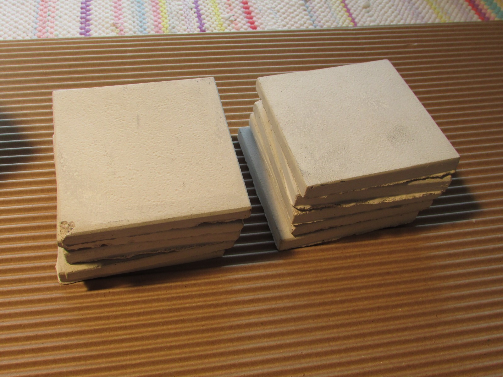Group of 10 Vintage UNUSED Ceramic 3.5″ Unglazed WALL Floor or CRAFTING TILES !!