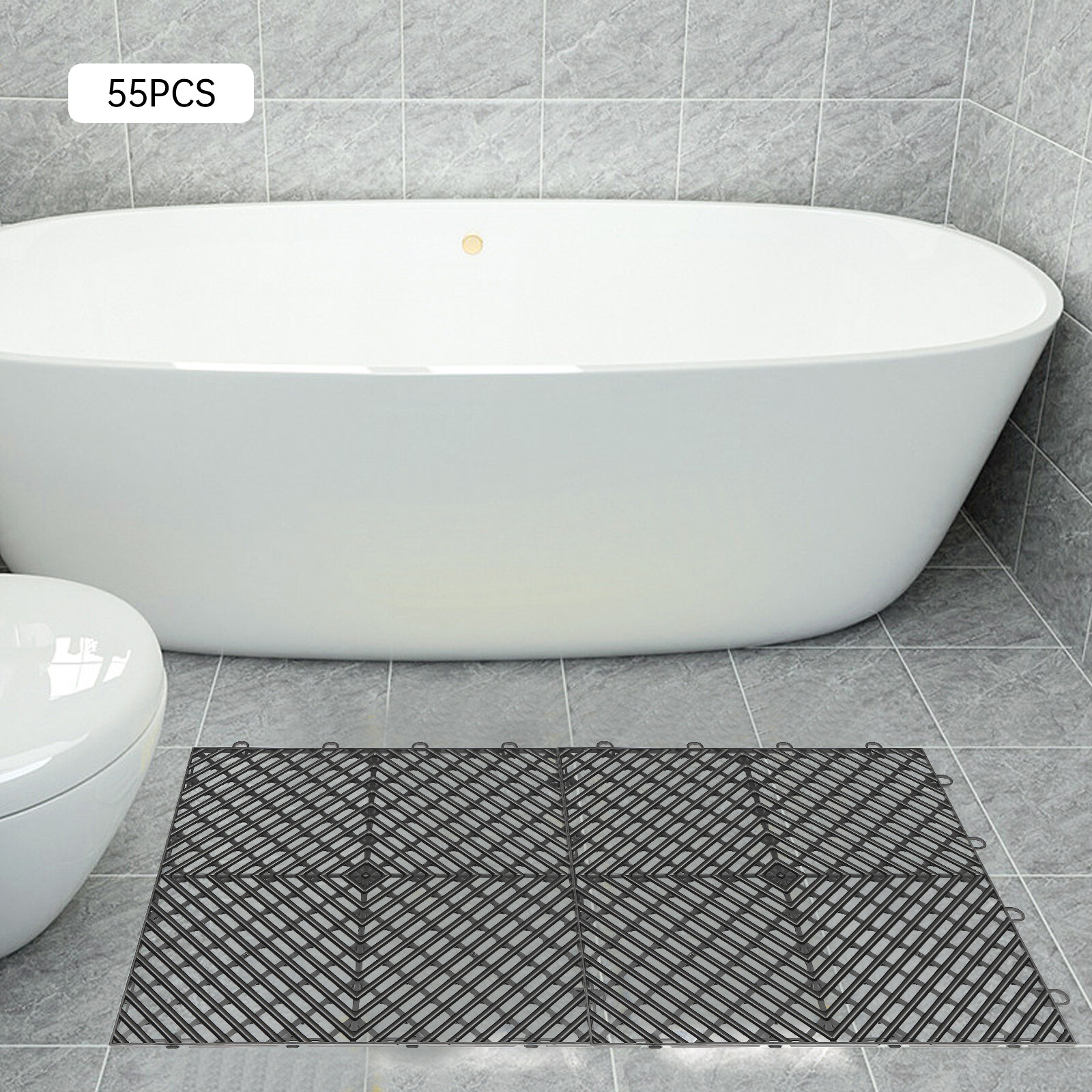 New Interlocking Garage Floor Tiles 25/55 PCS Deck 12″x12″ Snow Water Drainage