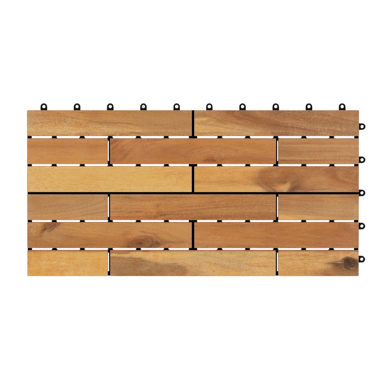 24″ x 12″ Acacia Wood Interlocking Deck Tiles, 12 PCS Waterproof Flooring Tiles