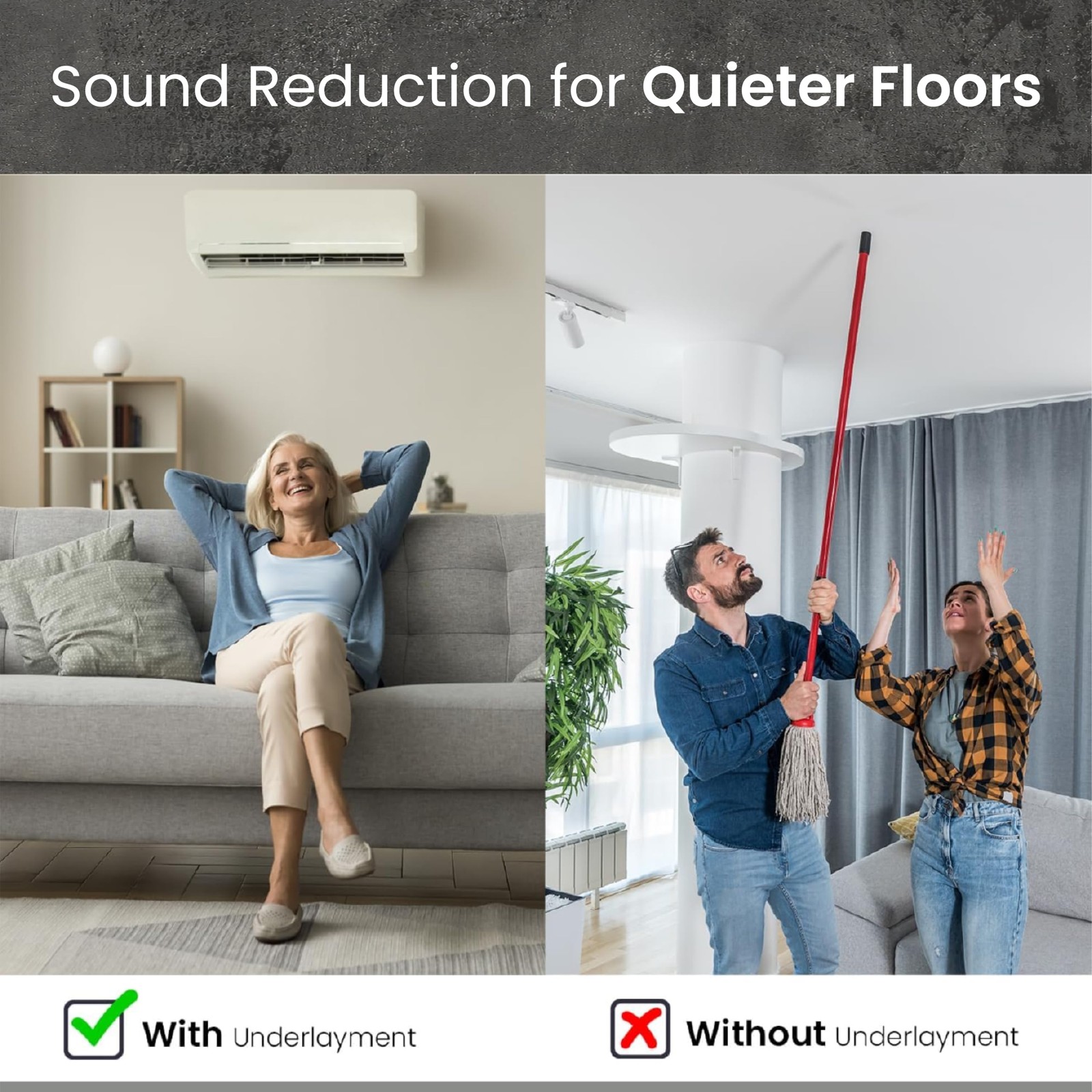 3-in-1 Acoustic Premium Floor Underlayment – 200 sqft Roll – 3mm Thick EPE wi…