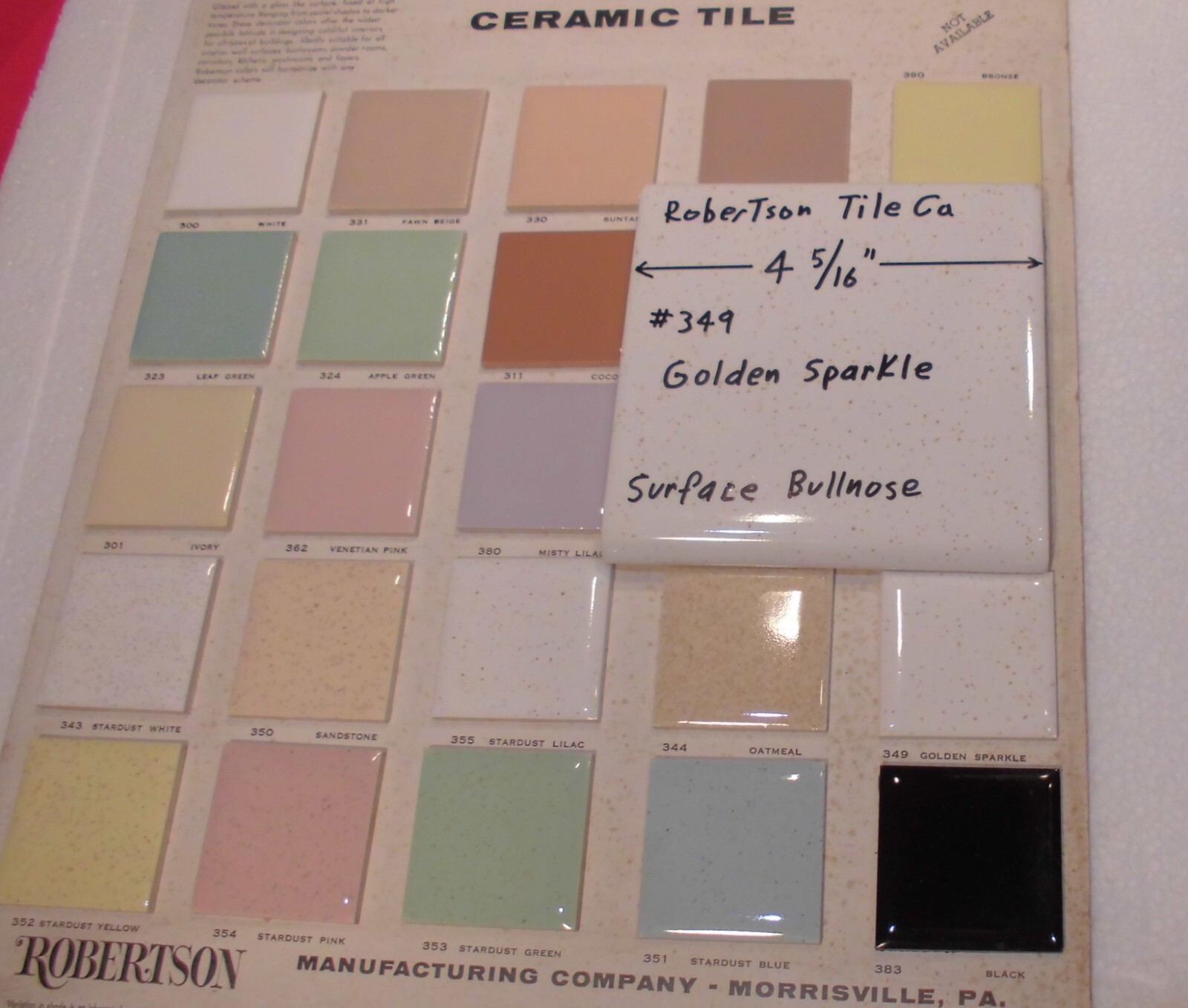 1 pc. Surface Bullnose; Golden sparkle: Glossy Ceramic Tile: Robertson 4-5/16″