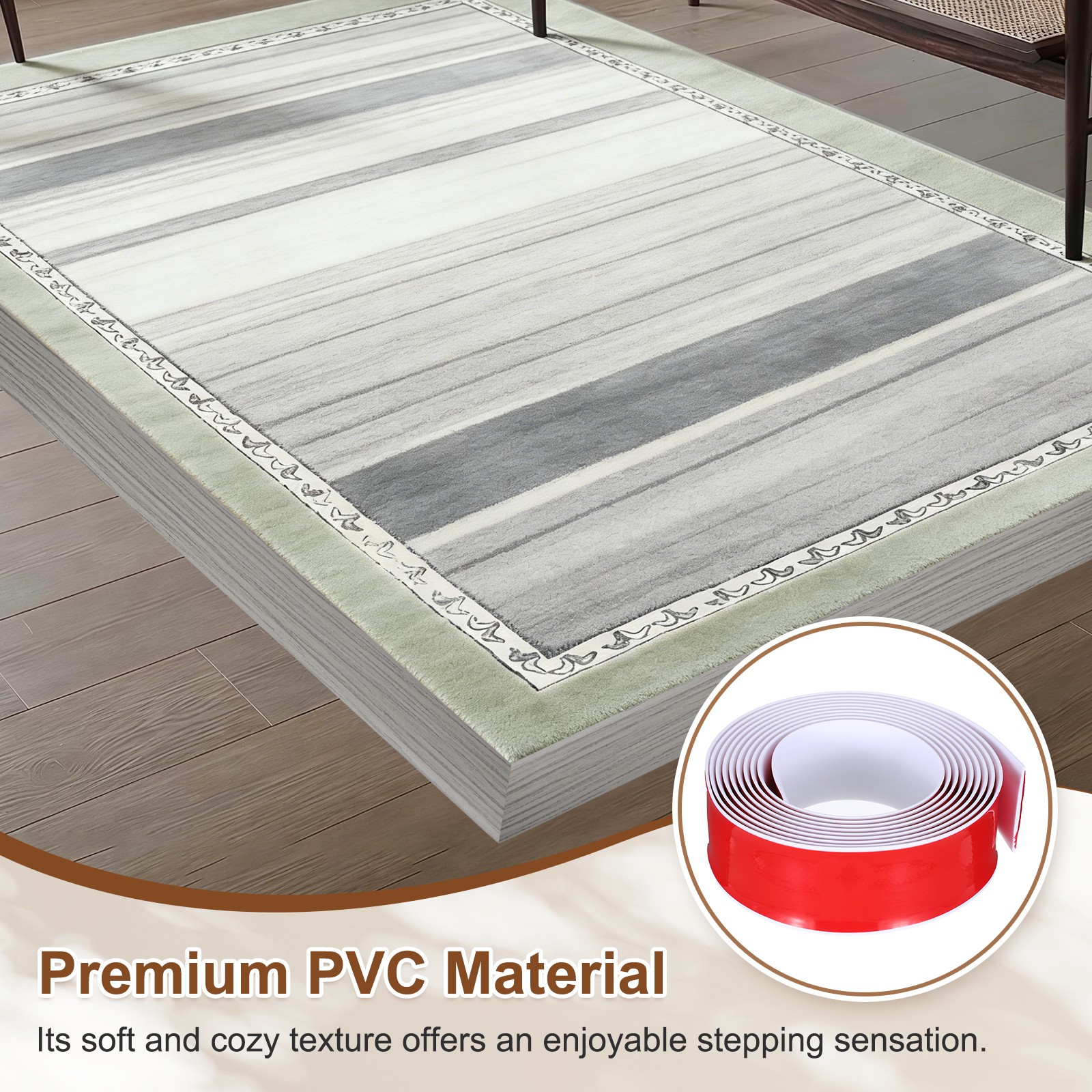 Floor Transition Strip (1.97″/ x 11.5ft) PVC Floor Strips White