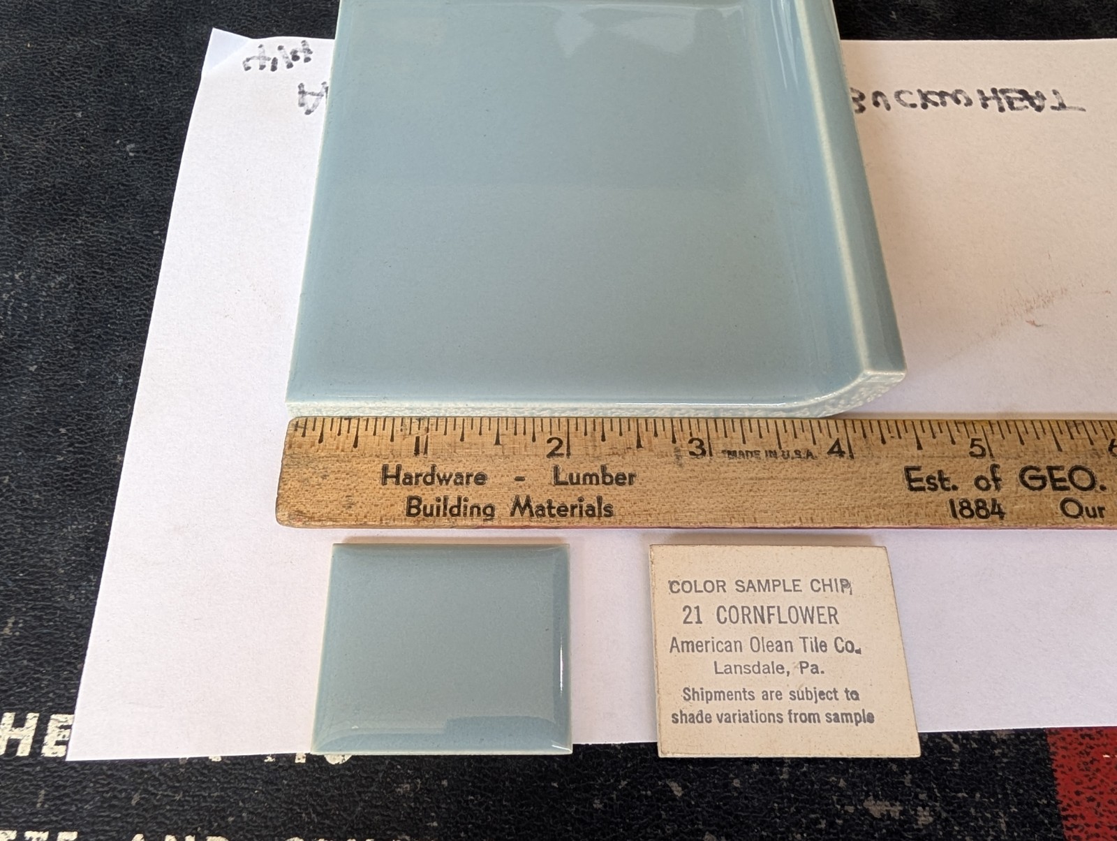 2 pieces 4-1/4″ Ceramic Tile Cove base A3401 #21 Cornflower American Olean Gloss