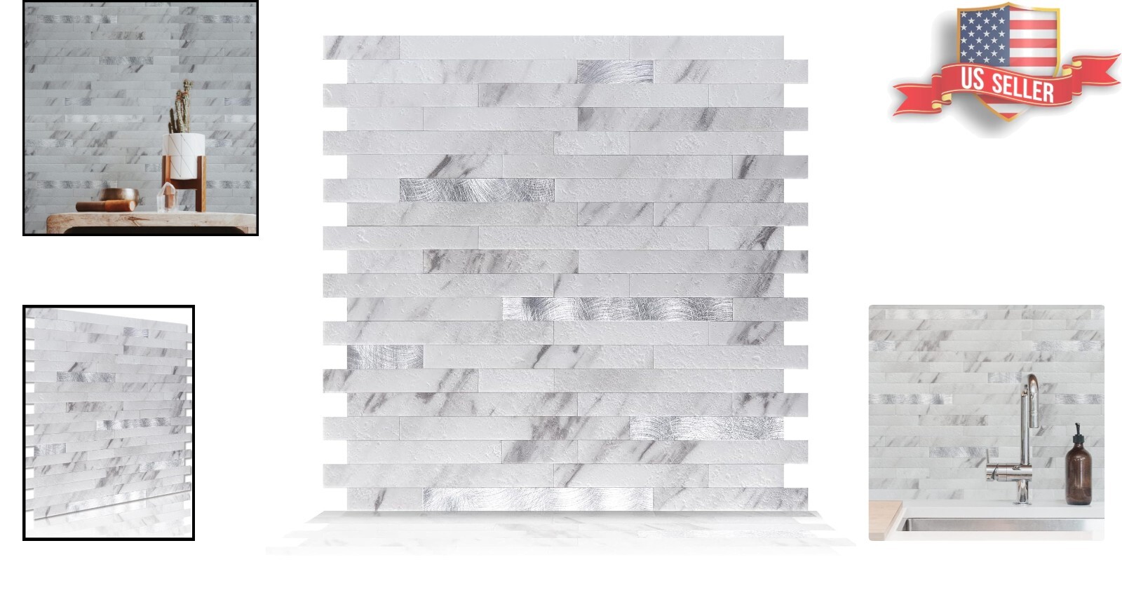 Waterproof Volakas White Stone Backsplash Tile – Durable Peel & Stick Solution