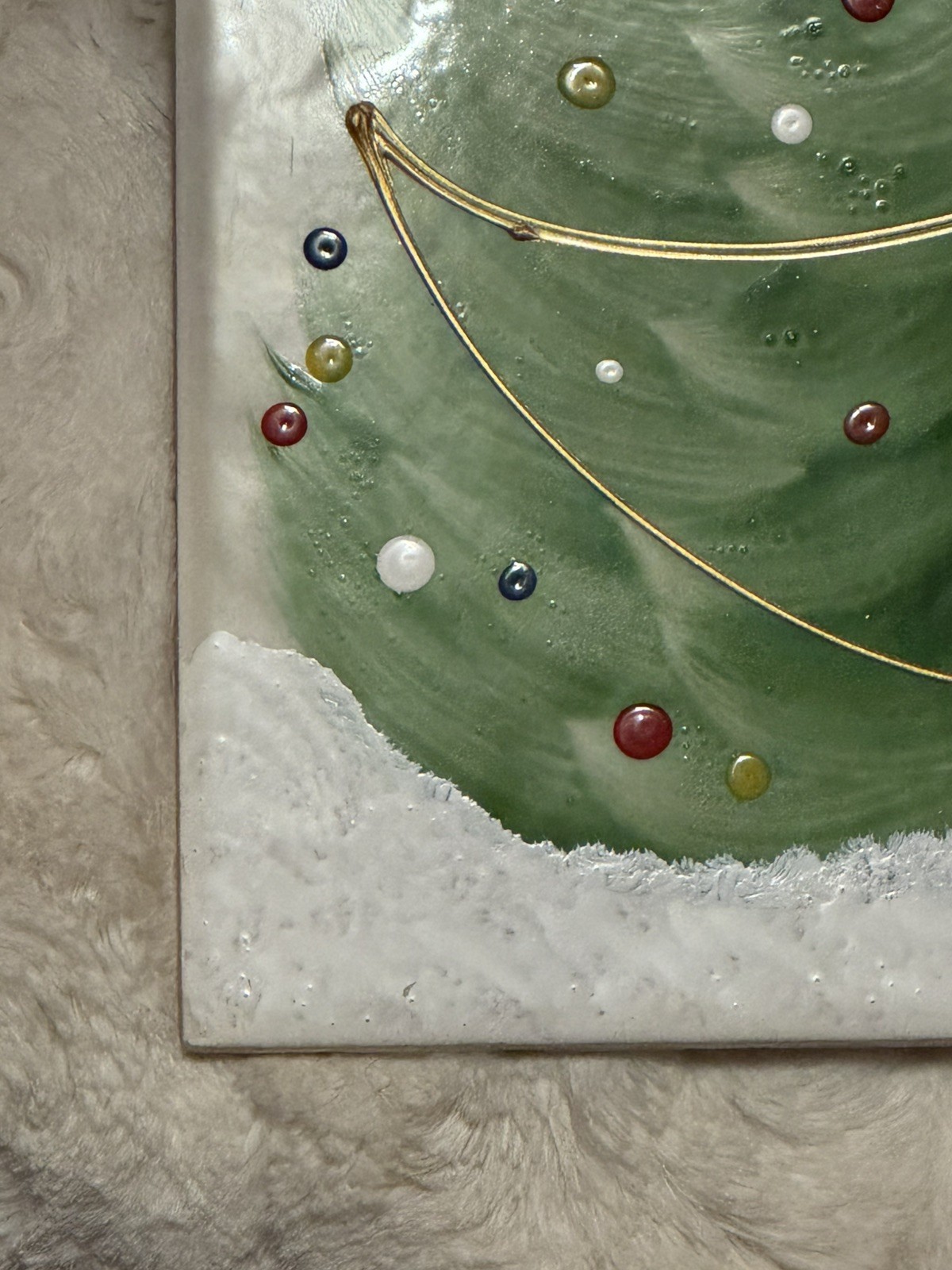 Hand Painted Christmas Tree Eliane Tile – Signed S PUTNAM – Made In Brazil