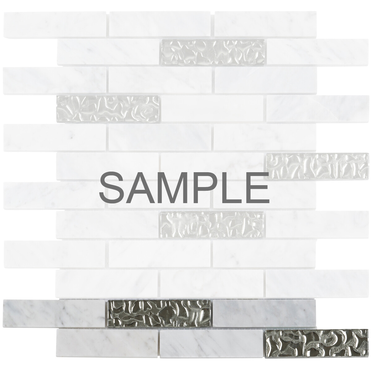 White Carrara Marble Stone Sliver Glass Mosaic Tile Brick Joint Backsplash