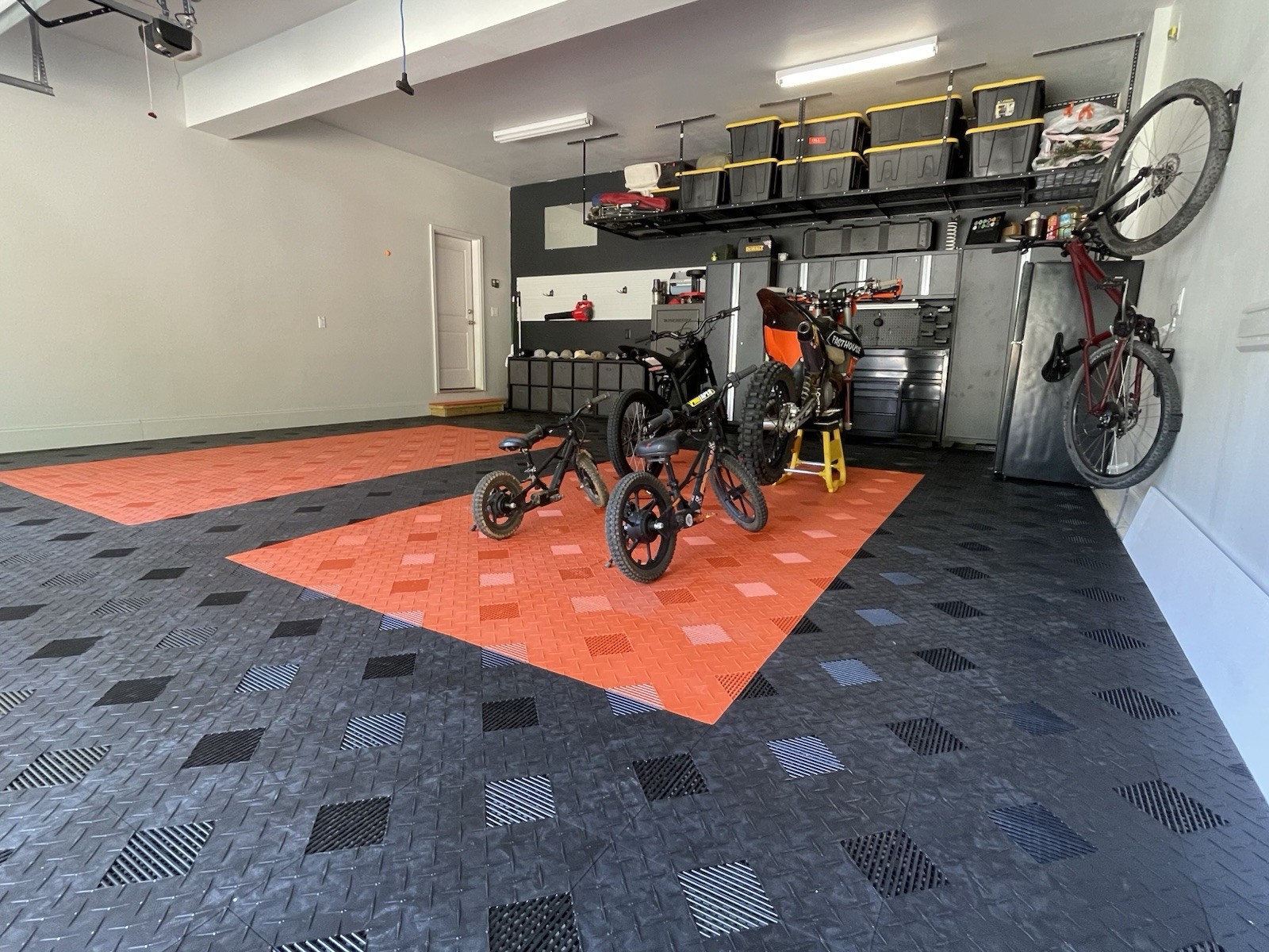 Red … HYBRID-X garage floor tiles. 50 square feet 17” X 17” MADE IN USA