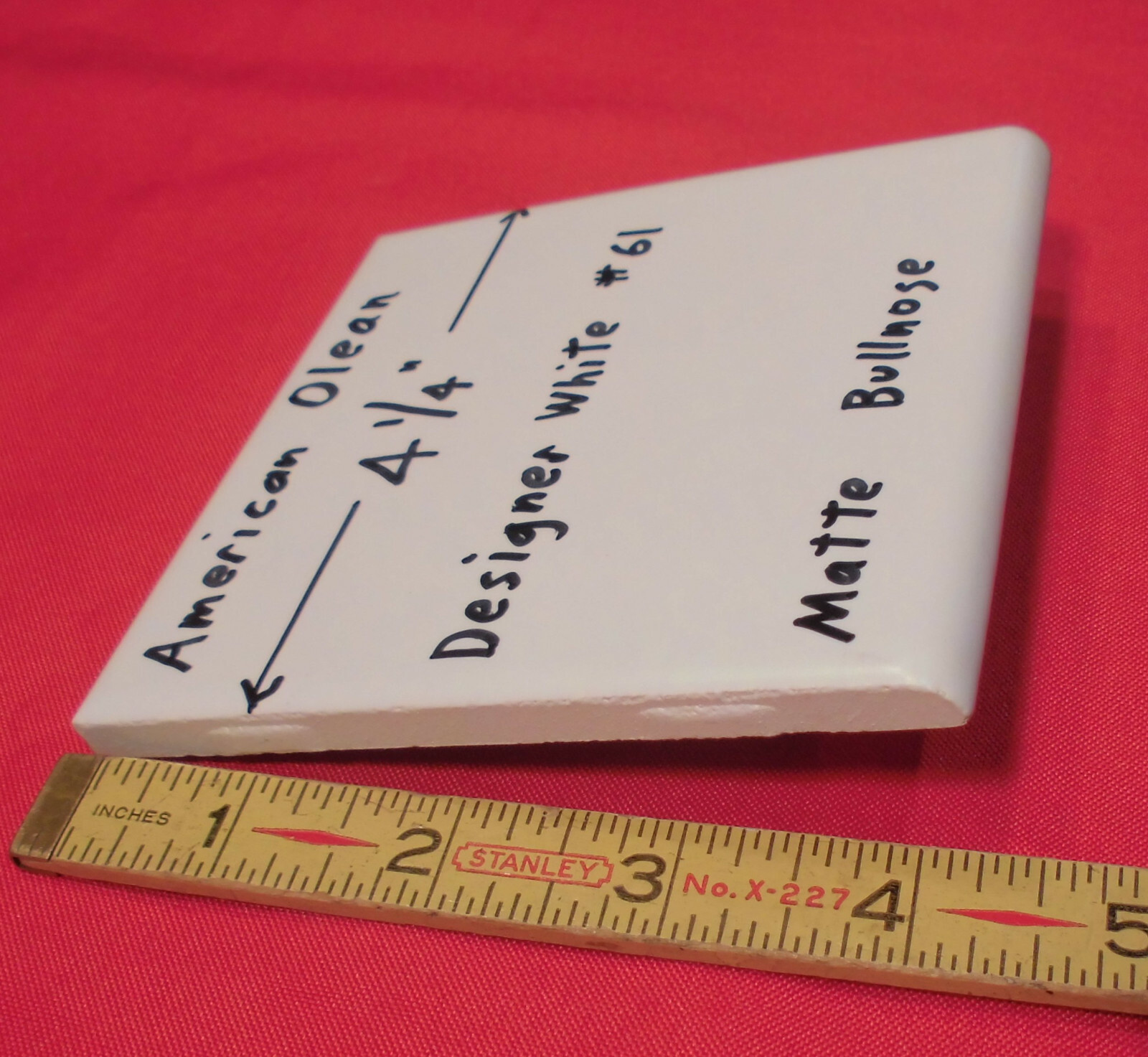 1pc. Designer White #61 Matte Bullnose Ceramic Tile by American Olean 4-1/4″
