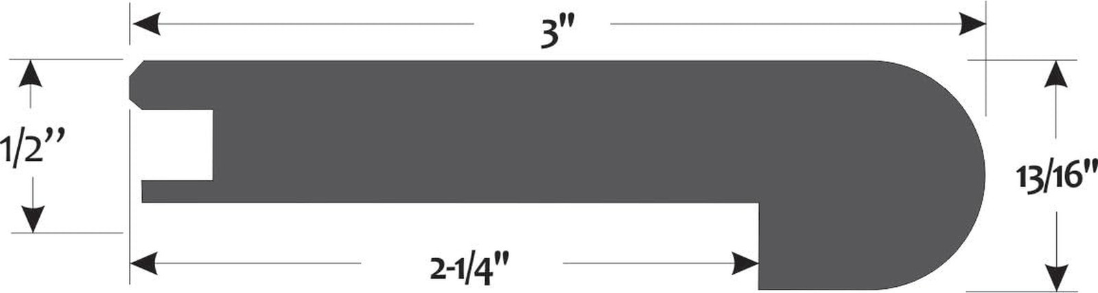 European White Oak Stair Nosing for 1/2″ Flooring Thickness, Unfinished, Bullnos