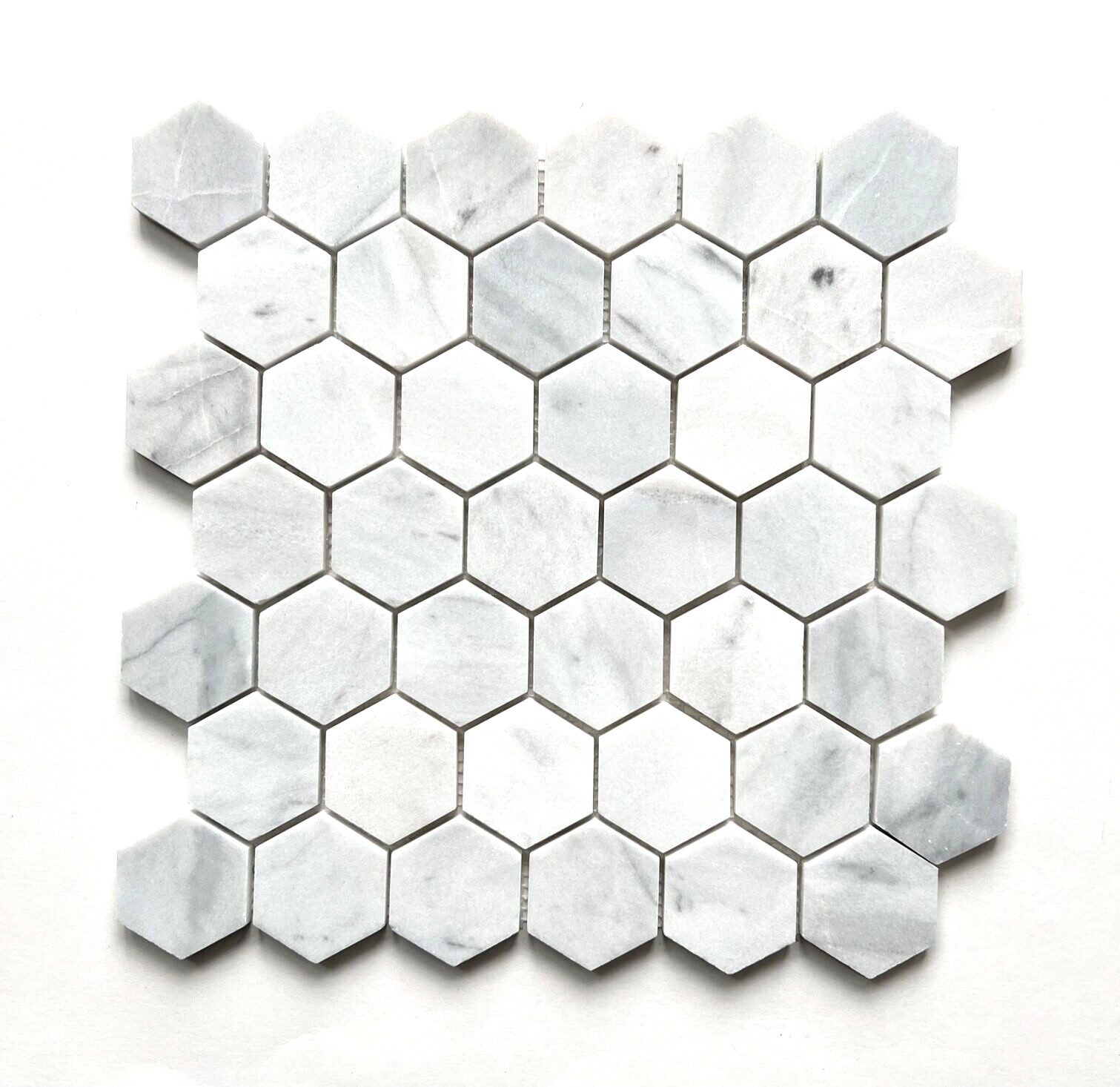 Carrara White 2″ Hexagon Honed Marble Mosaic Wall Floor Tile Backsplash Bath