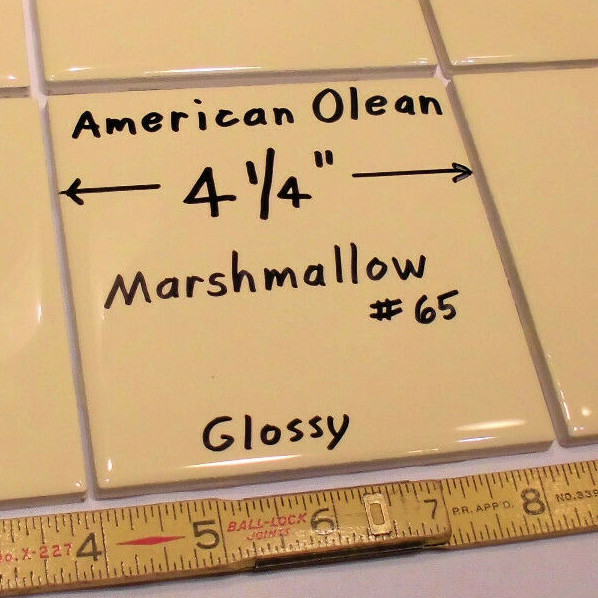 1 pc. *Glossy Marshmallow Yellow* Ceramic Tiles by American Olean…4-1/4″ NEW