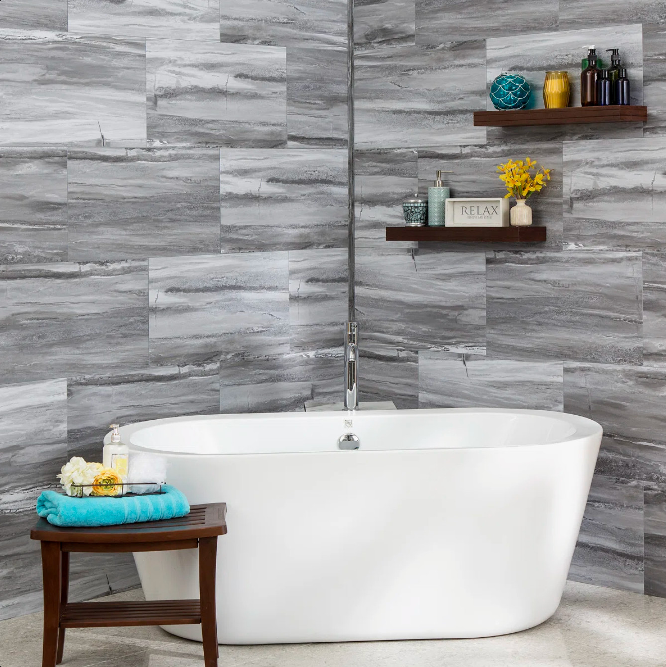 Palisade 25.6 in. x 14.8 in. Tile Shower and Tub Surround Kit