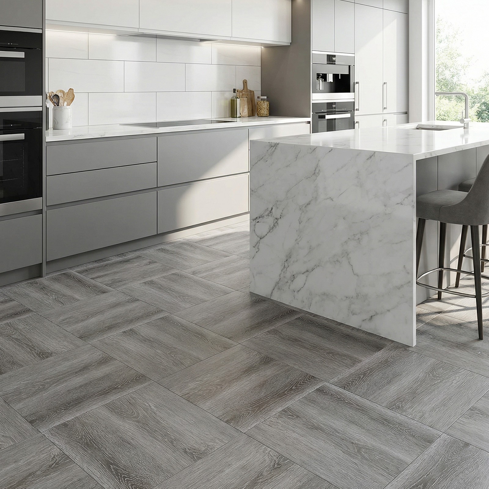 50PCS Peel & Stick Vinyl Floor Tiles 12×12″ Waterproof DIY Flooring for Kitchen