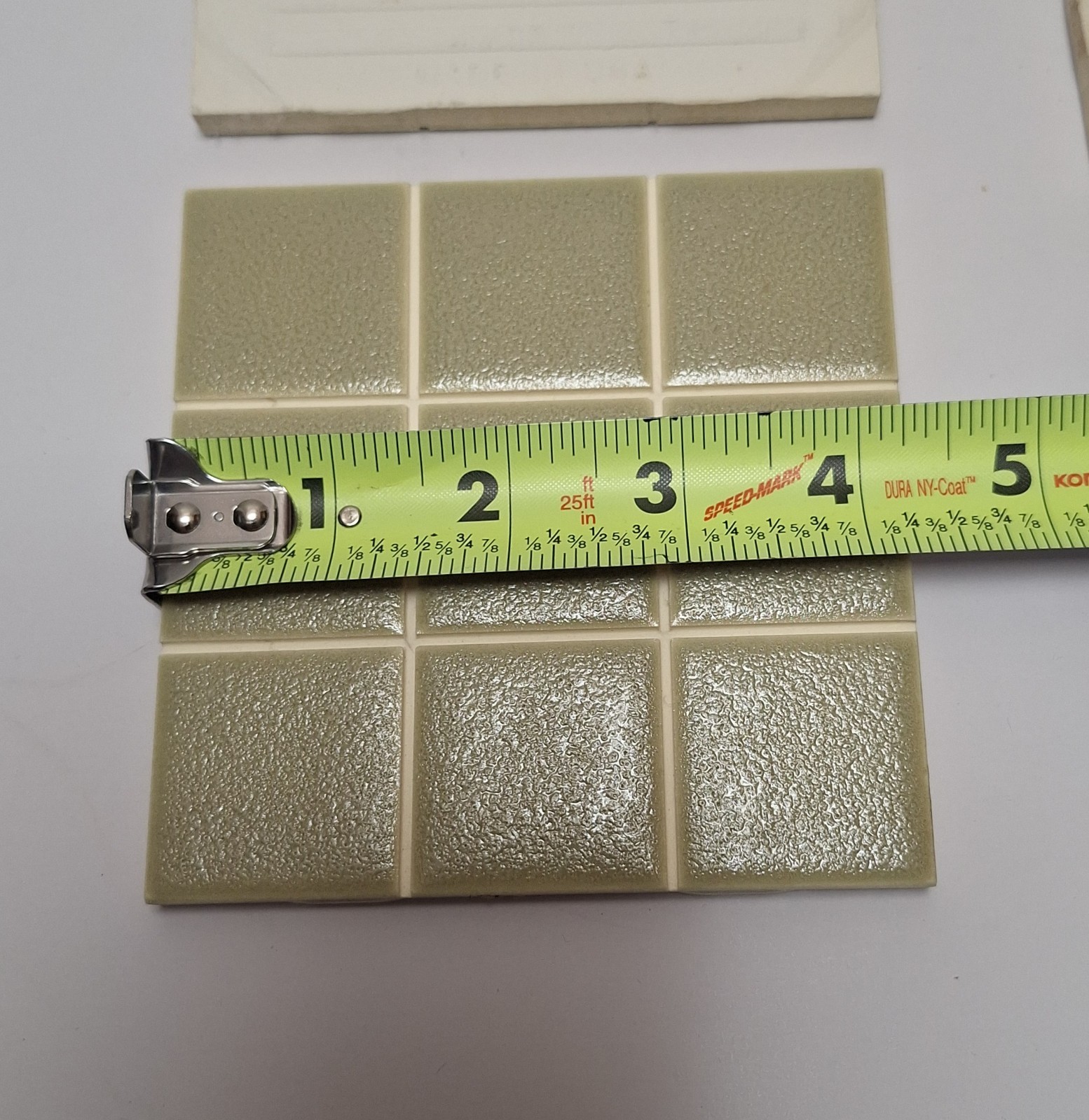 10 VTG American Olean 4-1/4″ Scored 9ths Tile Crystalline Avocado Green #377 NOS