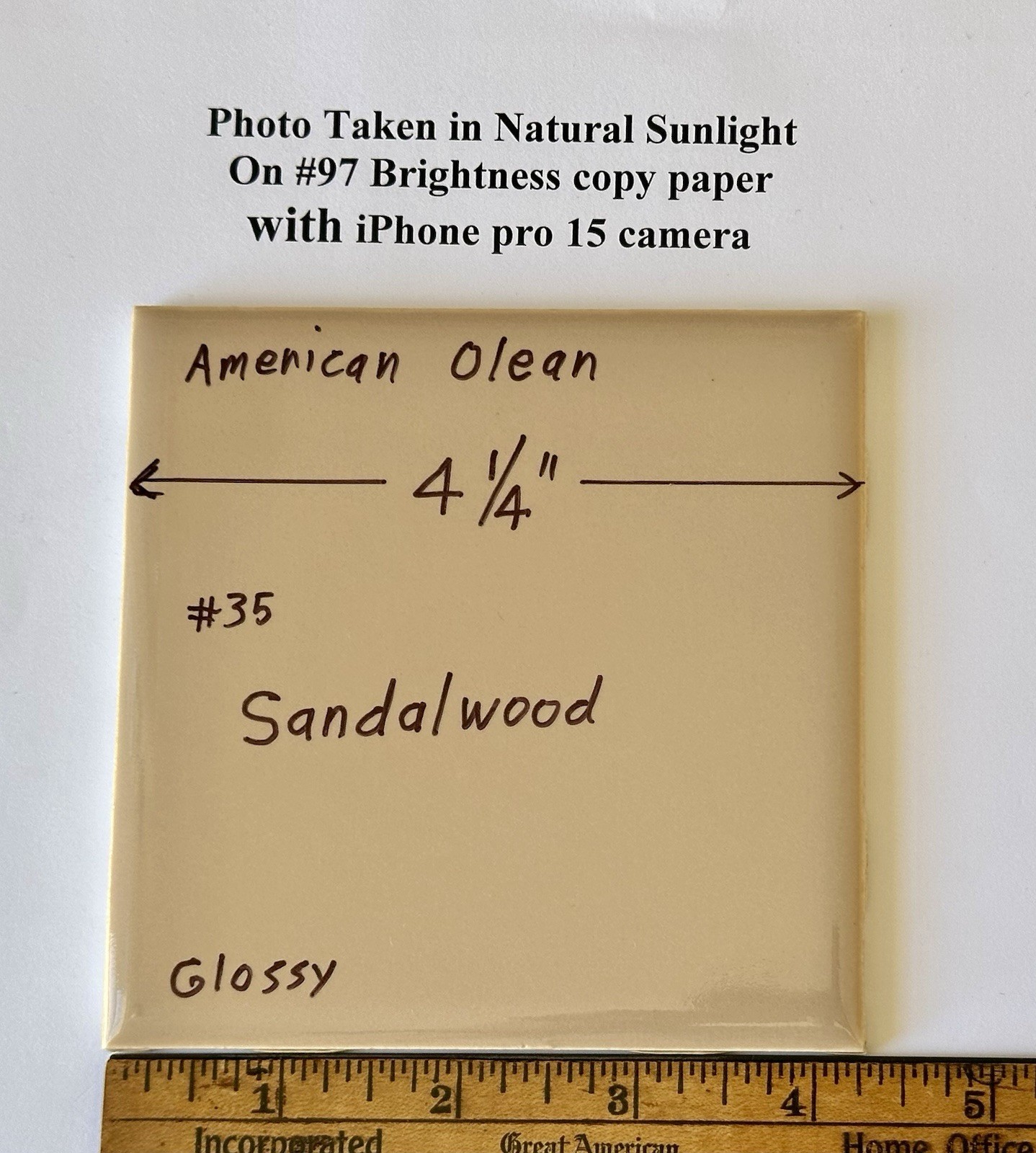 1 pc. Sandalwood by American Olean Co. #35, 4-1/4″ Light Brown, New Old Stock