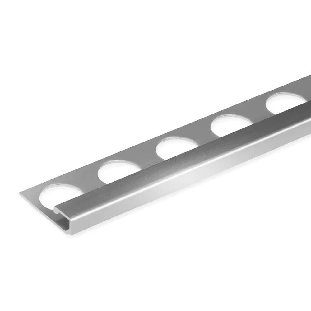Satin Silver 5/16 In. X 98-1/2 In. Aluminum Square Tile Edging Trim