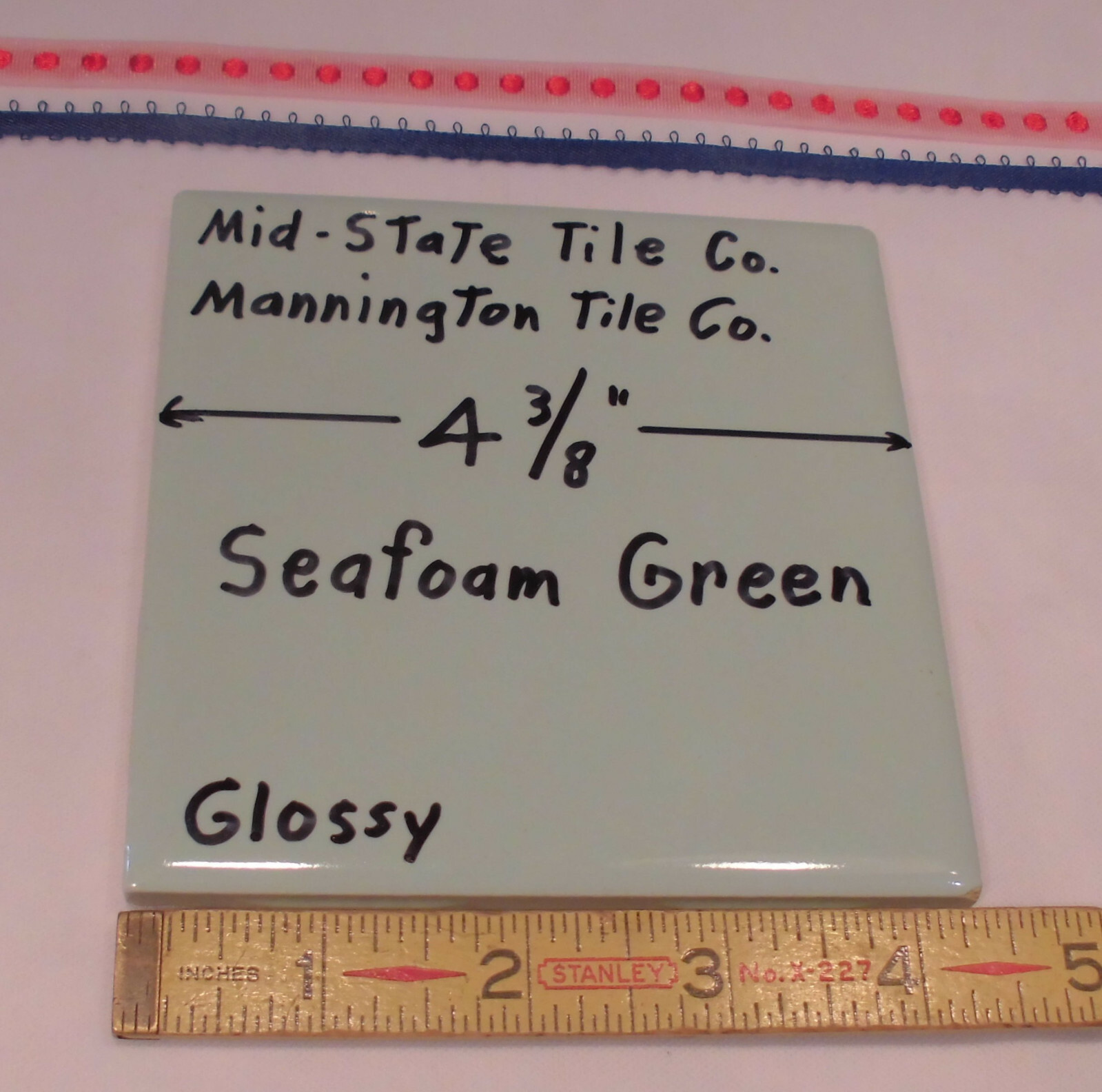 1 pc. Vintage *Seafoam Green* Ceramic Tile 4-3/8 by M.C.T. by Mid-State Co. NOS