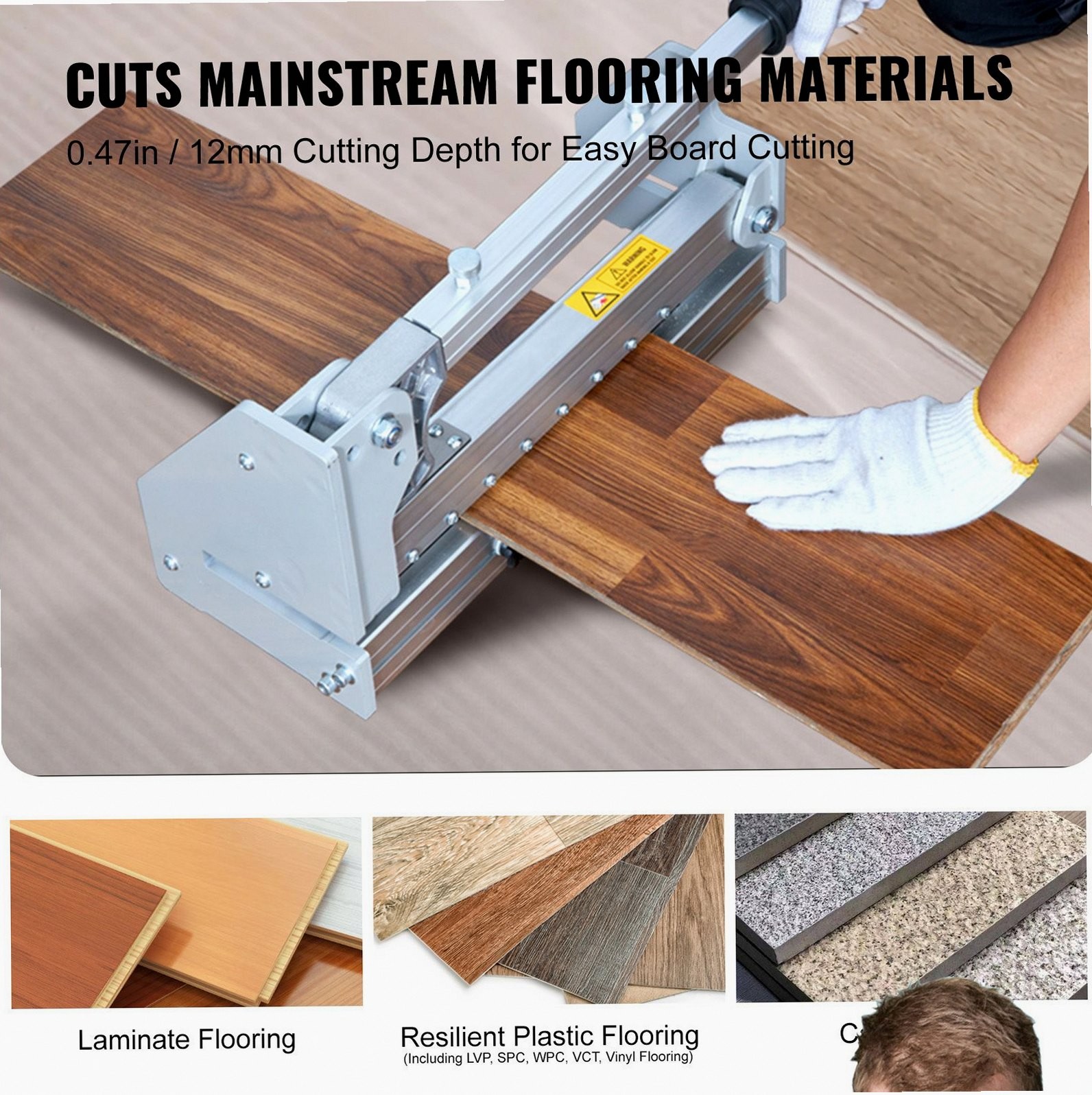 13in Flooring Cutter, 0.47in Cut Depth for Vinyl SPC WPC
