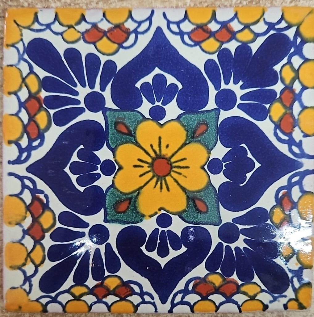 9 MEXICAN TILES WALL OR FLOOR USE TALAVERA MEXICO CERAMIC HANDMADE POTTERY C#118