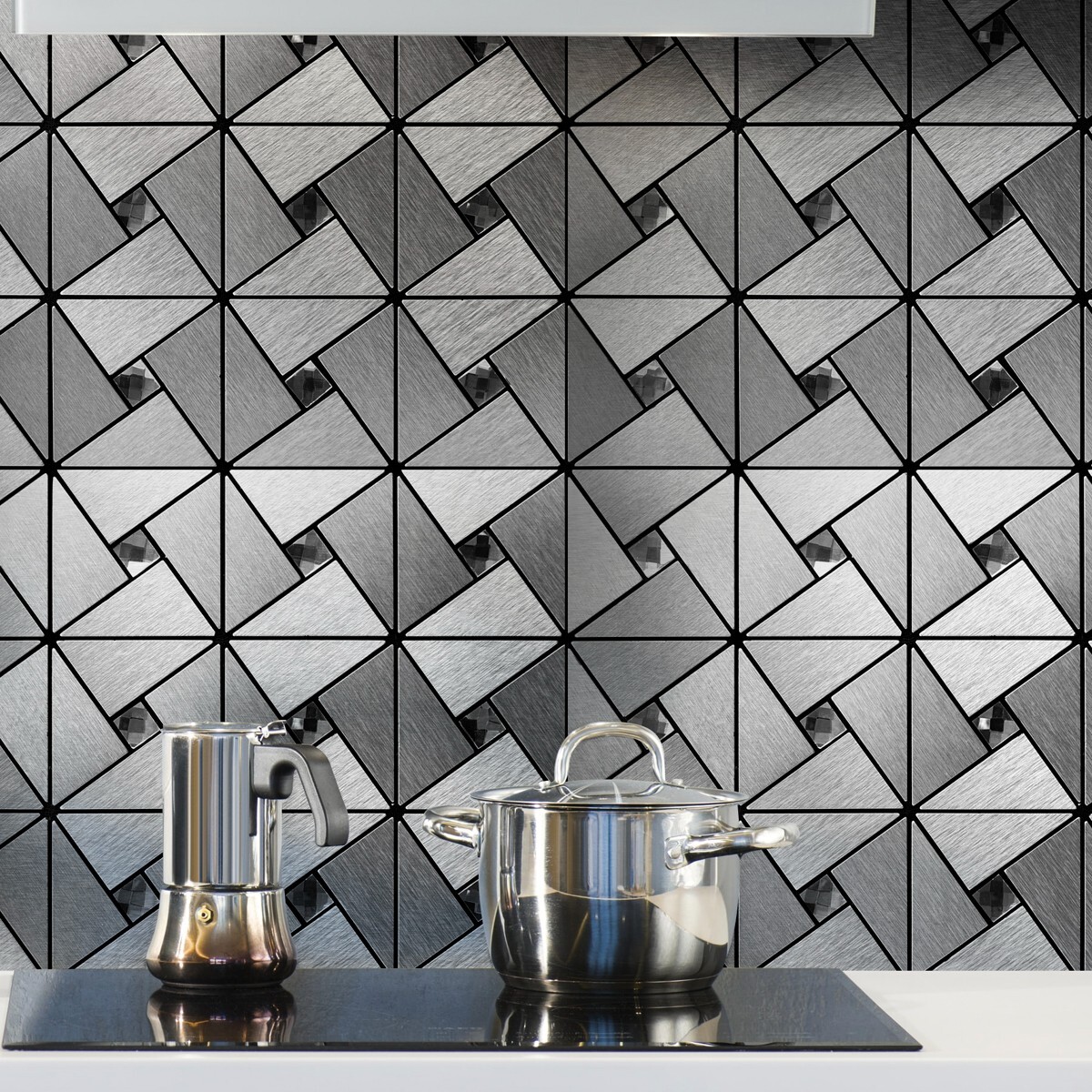 Art3d 10Pack 11.8X11.8 Peel and Stick Metal Backsplash Tile Bath Kitchen