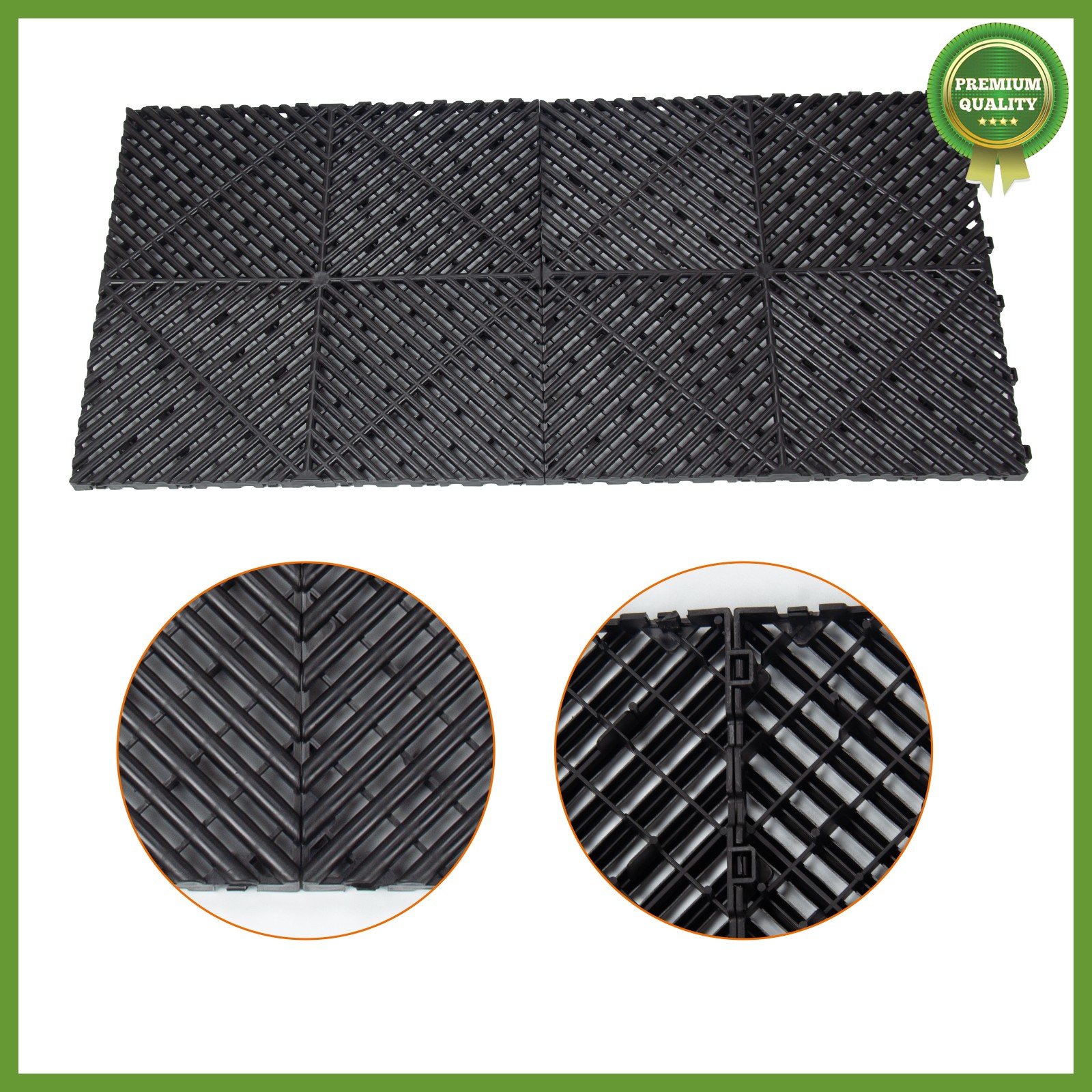 50Pcs Garage Floor Tiles Interlocking PVC 15.75”x15.75” Vented Water Drainage