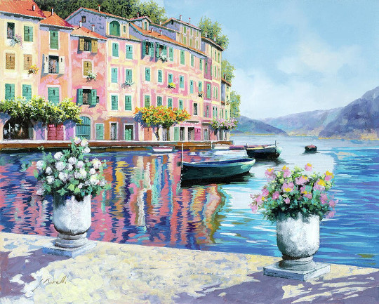 Portofino Italy boat harbor garden Mediterranean ceramic tile mural backsplash