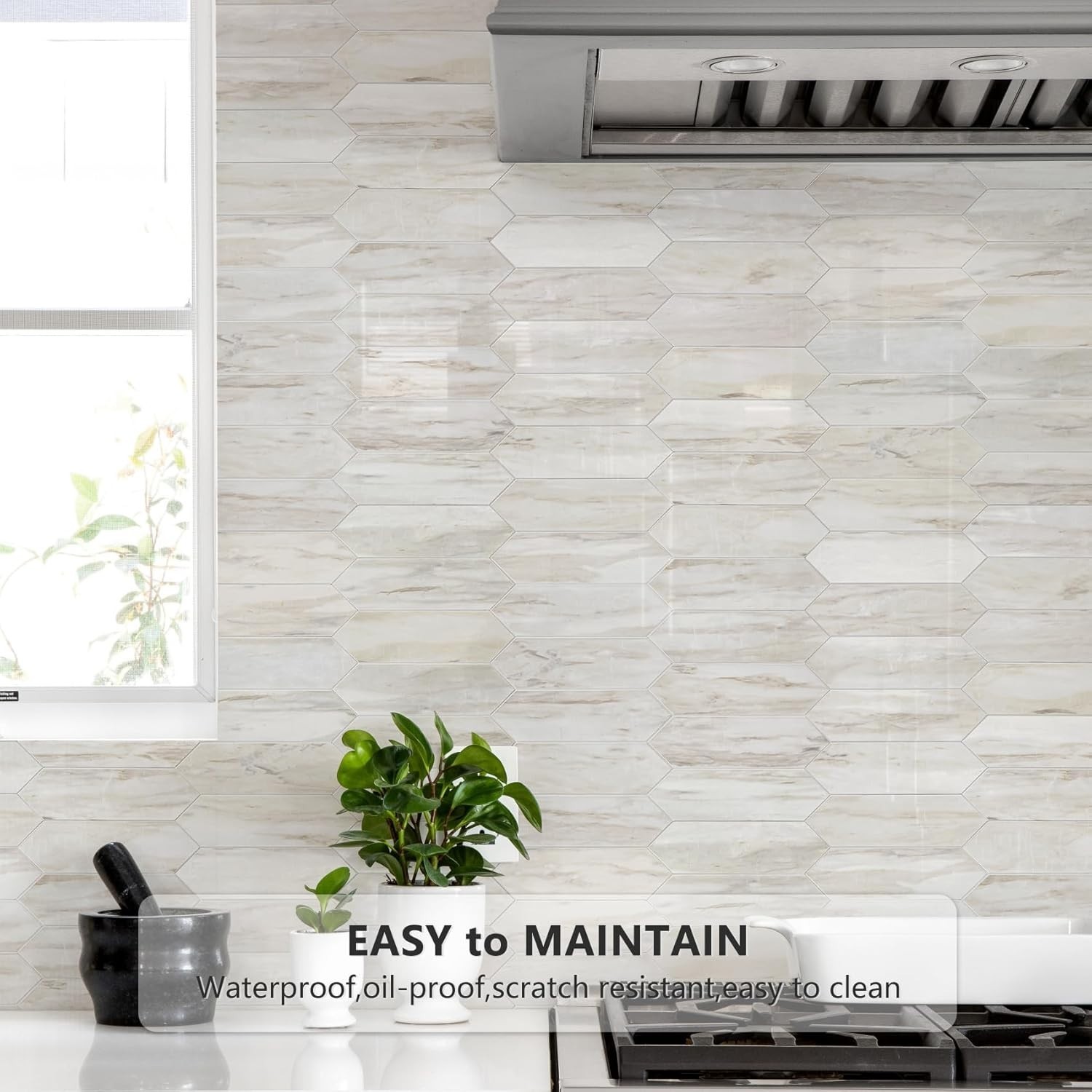1 Sheet Glossy Wood Marble Grain Backsplash Tile Peel and Stick, 12.8 x 12.8 …
