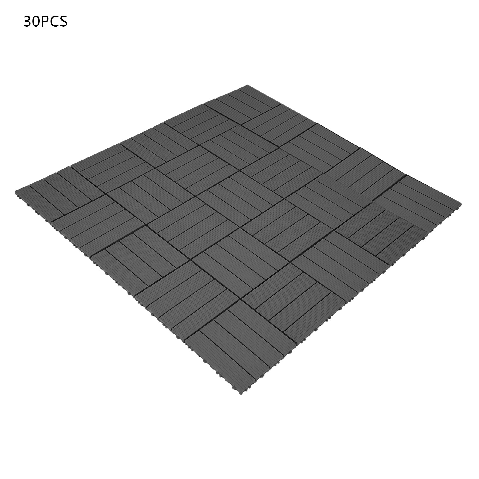 30pcs Deck Patio Tile Interlocking Plastic Flooring Pavers 11.81*11.81*0.79in