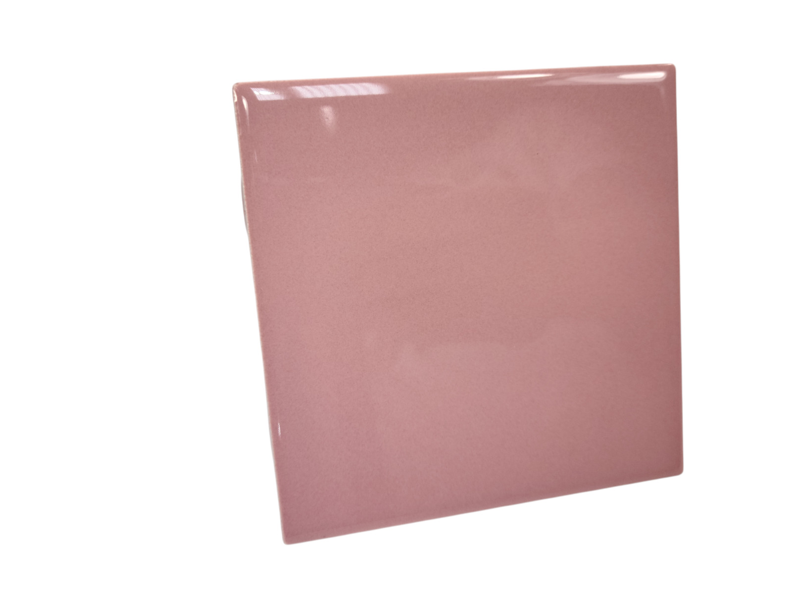 Carnation Pink Ceramic Tile 4.25 in Subway Square Mid Century Modern