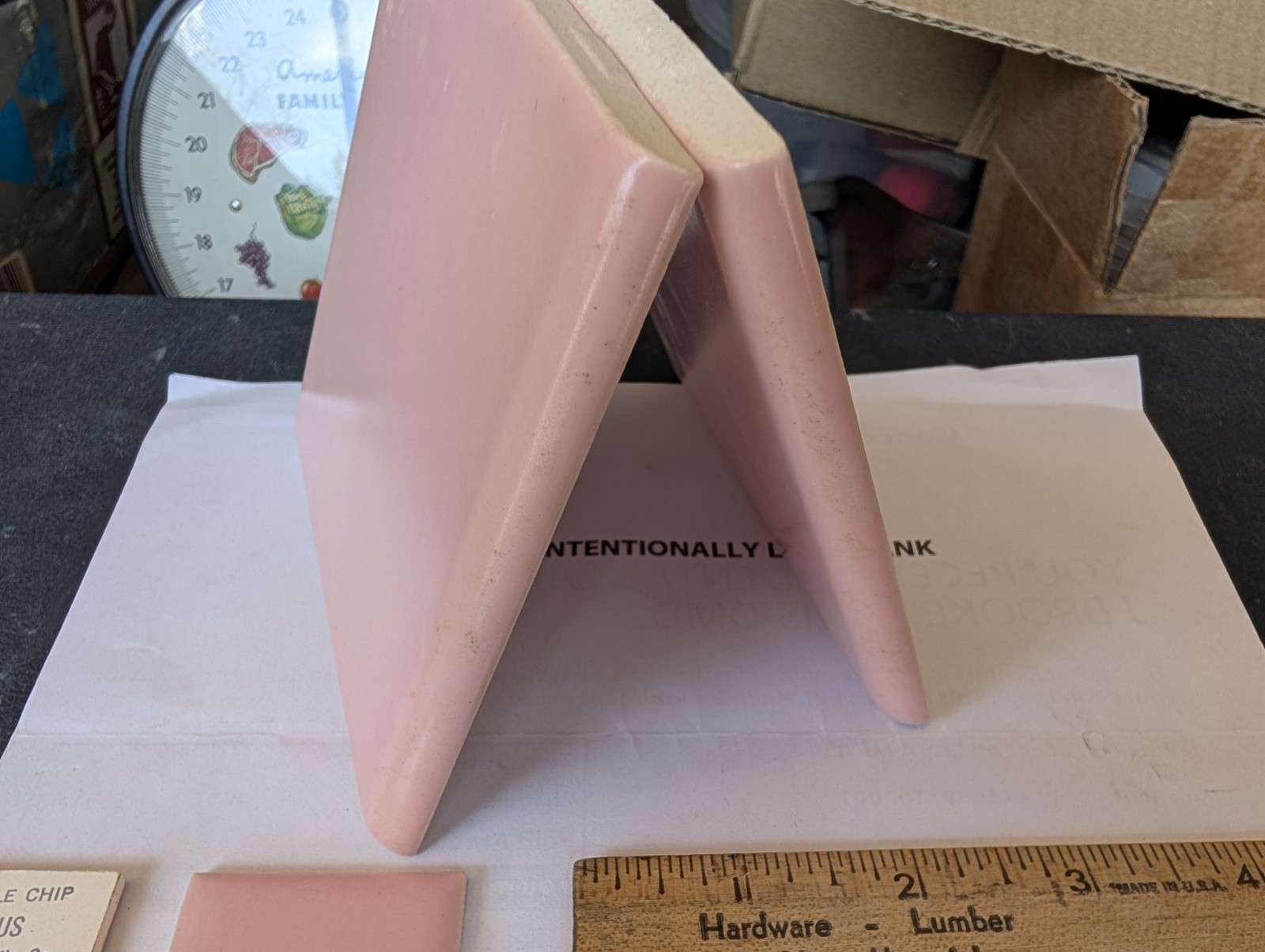 2 pcs American Olean Vintage Bullnose Pink Tile 4 1/4″ NEW Color #67 “Hibiscus”