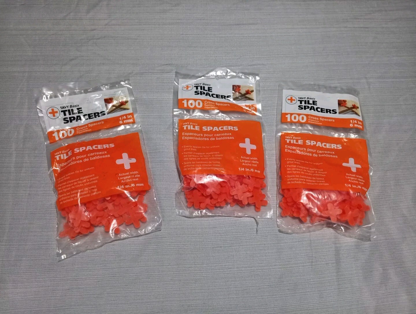 TAVY Basix Cross Tile Spacers ~ 1/4in 6mm ( 3 x 100 pieces )