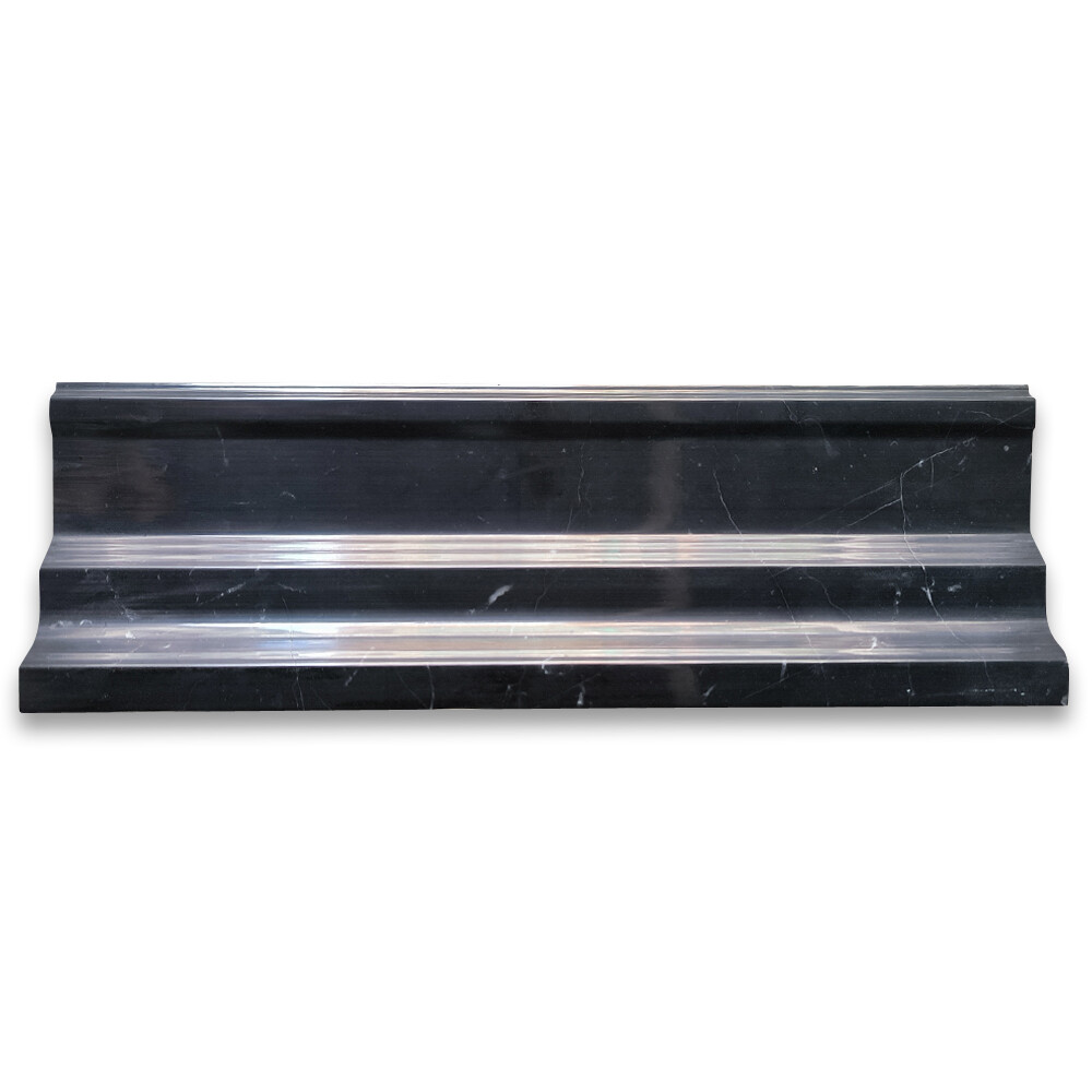 N02P Nero Marquina Black Marble Large Cap Crown Square Edge Trim Molding